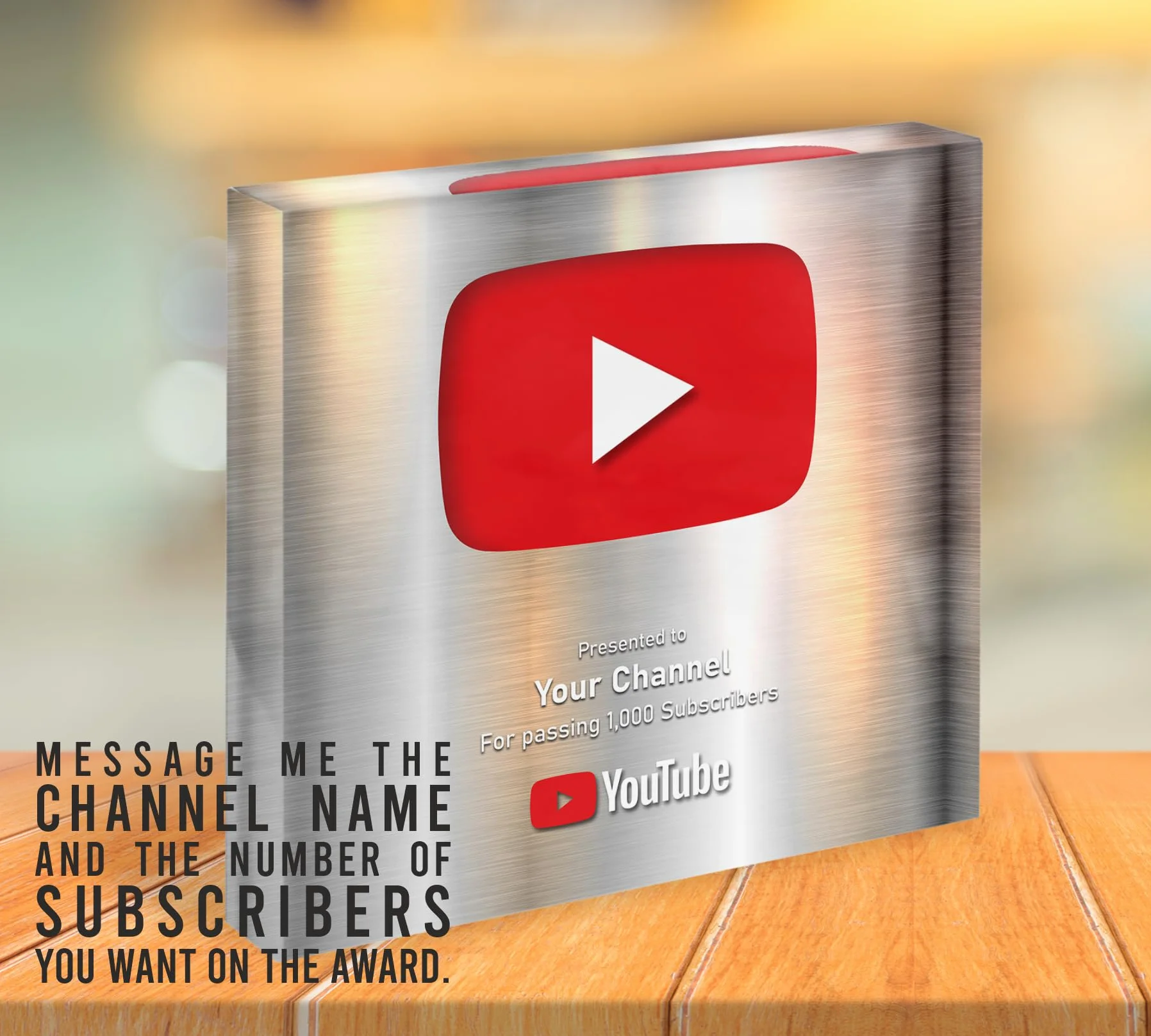 Srebrny spersonalizowany przycisk YouTube Play Button Award konfigurowalny prezent dla kanału