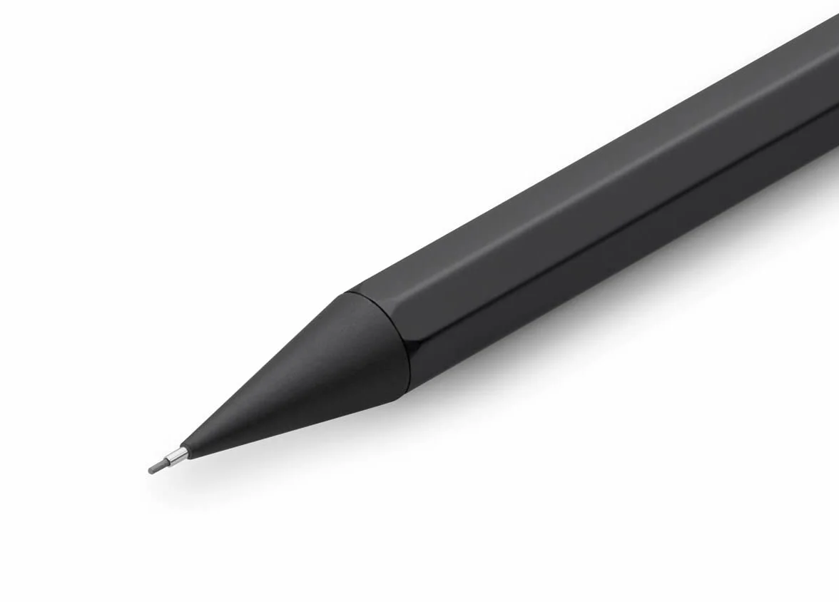 Kaweco SPECIAL Automatyczny O???wek 0,5 z Wysokiej Jako?ci Aluminium, O?miok?tny, 14 cm, Do Wielokrotnego Nape?niania, Czarny z Gumk? do ?cierania