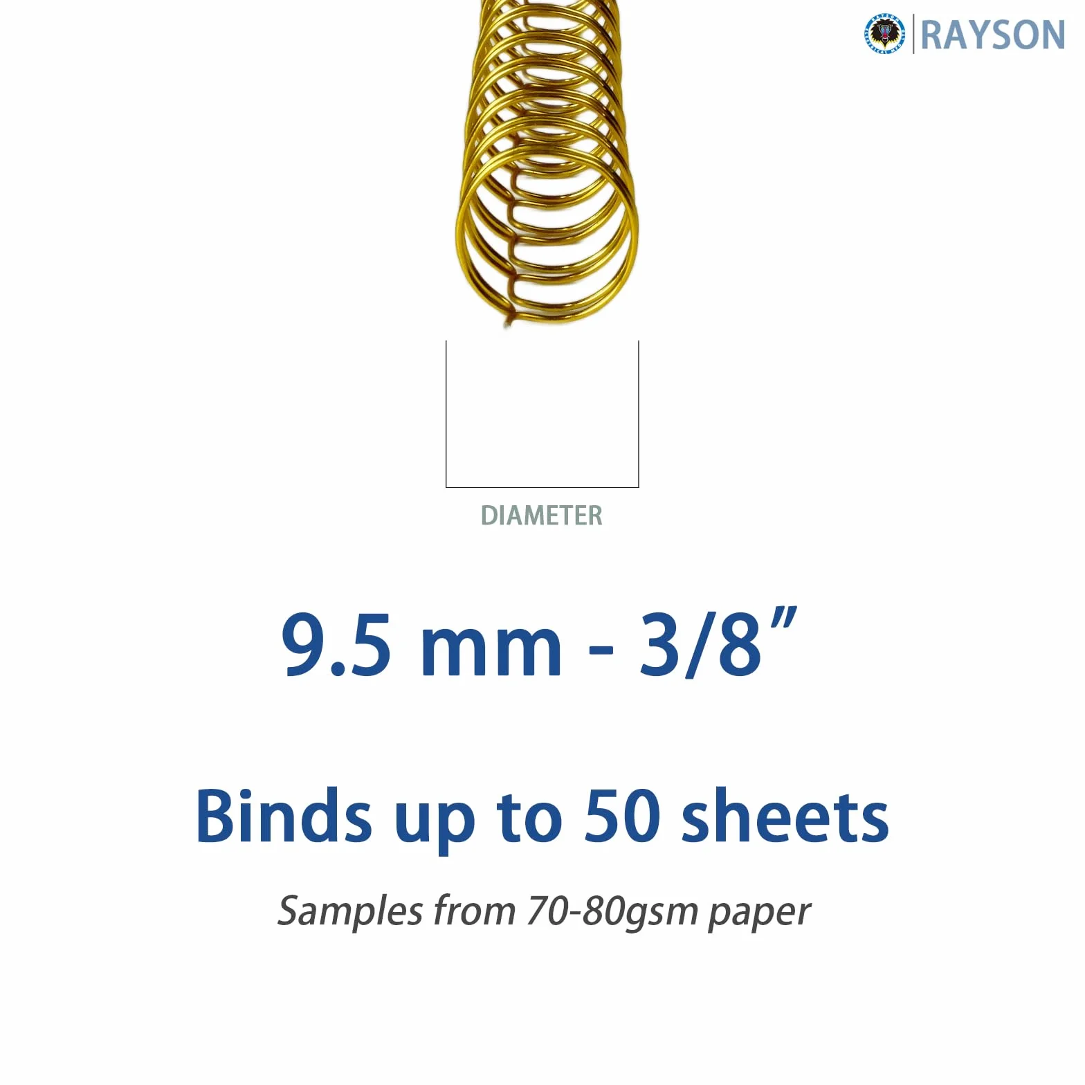 RAYSON Kolce do wiązania drutu, 23 pętle, 15-50 arkuszy, skok 2:1, 9,5 mm, A4, wielokolorowe, 100 sztuk