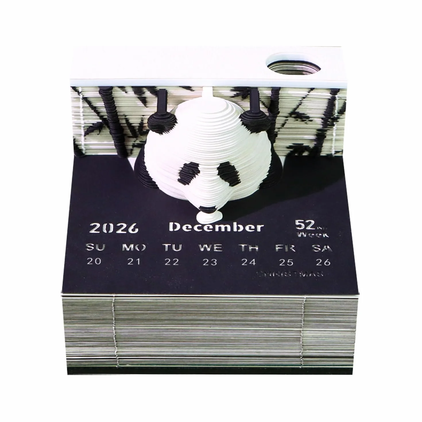 Panda kalendarz 2026 z uchwytem na długopis, kalendarz 3D do odrywania 2026, notatnik 3D z motywem Panda, papier na notatki 3D na biurko 2026, prezent rzeźbiarski, dekoracja biurka na Halloween