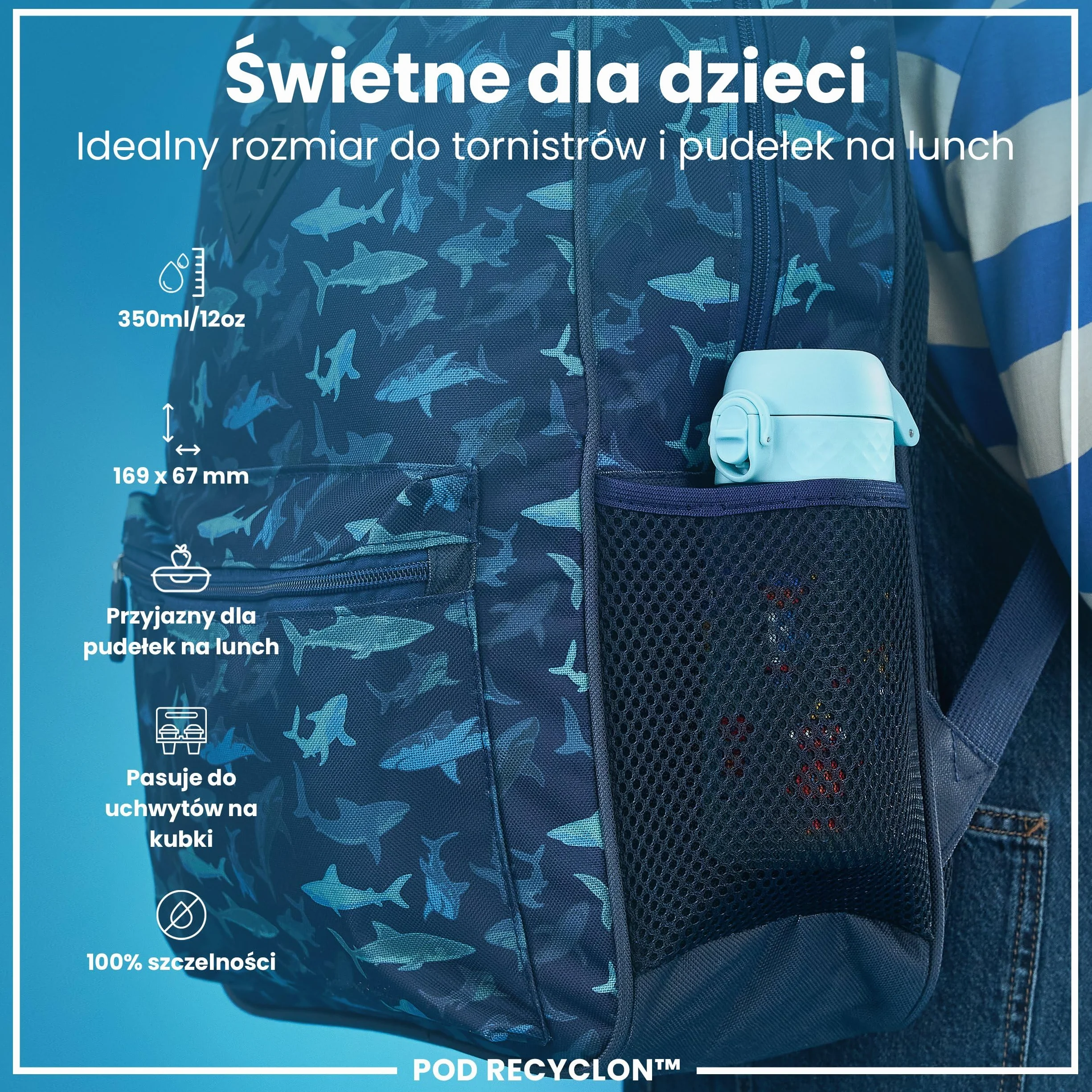 ION8 Butelka dla Dzieci, 350 ml/12 oz, Szczelna, Łatwa do Otwarcia, Bezpieczny Zamek, Można Myć w Zmywarce, Bez BPA, Uchwyt do Przenoszenia, Łatwa do Czyszczenia, Bezwonny, Roboty