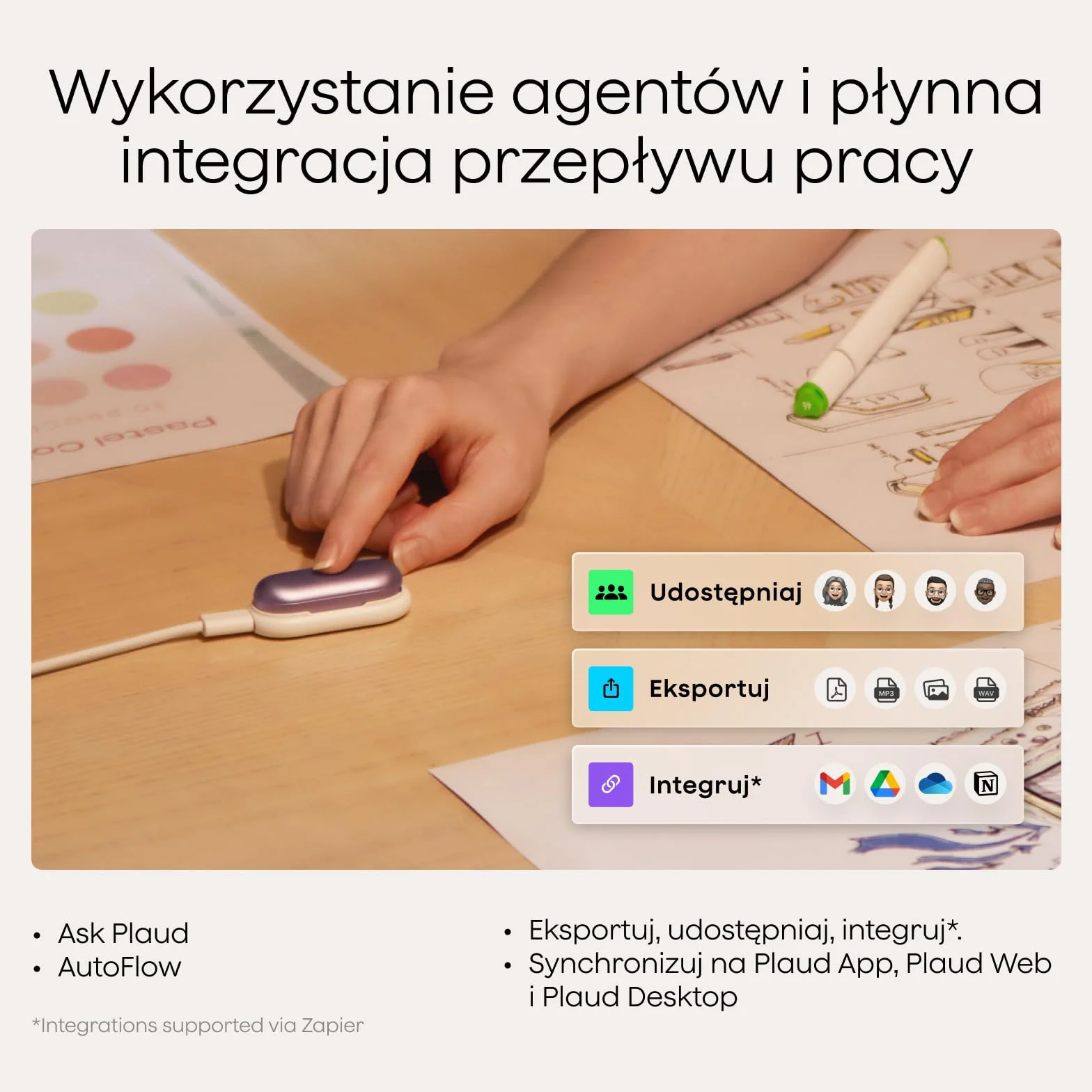 Plaud NotePin S Dyktafon AI z Dotykowym Przyciskiem Rejestrator Głosu AI Transkrypcja i Podsumowanie AI 112 Języków Pamięć 64 GB do Wykładów Spotkań Wywiadów i Zespołówz 4 Akcesoriami