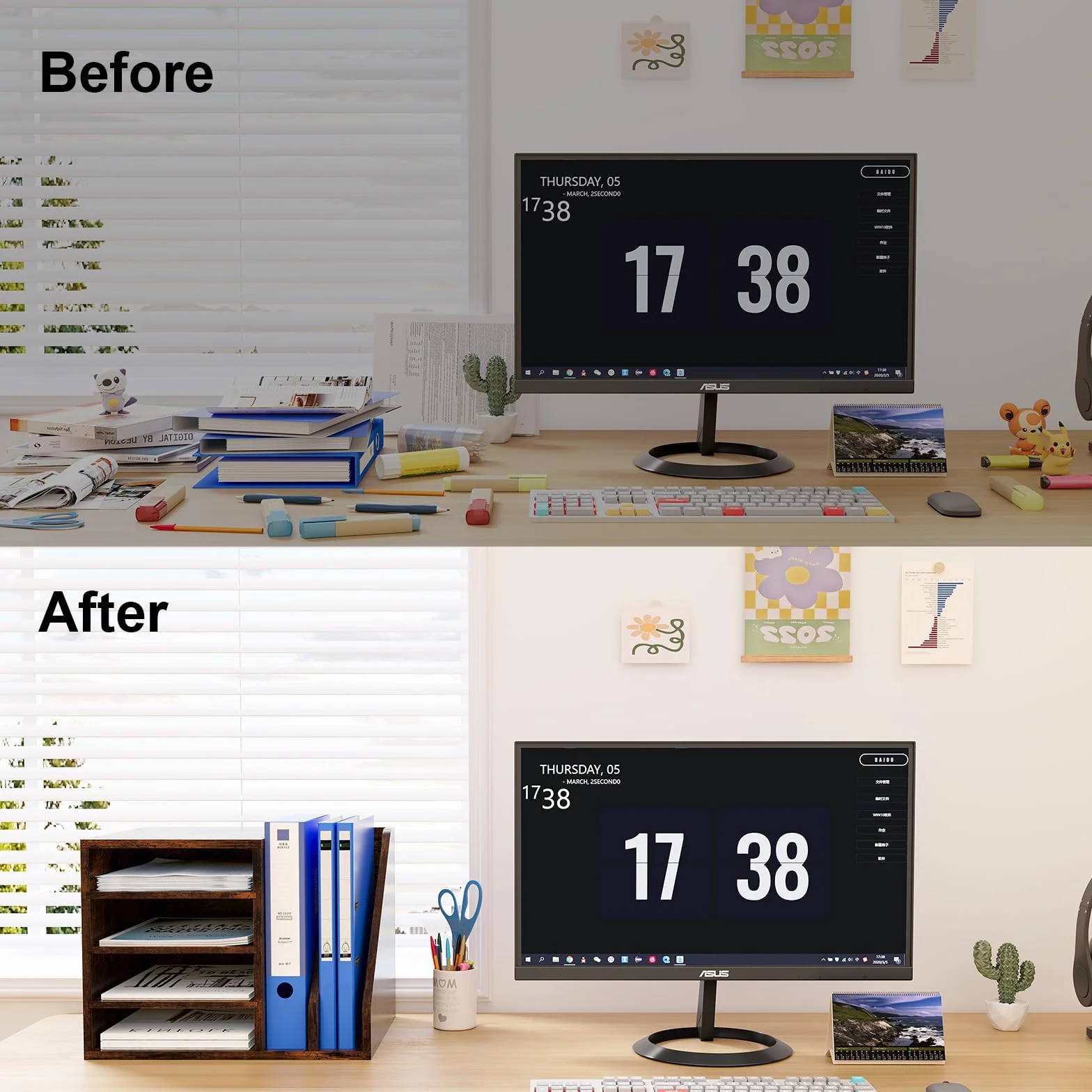 EasyPAG Organizer na Biurko A4 6 Przedziały Drewno, Brązowy