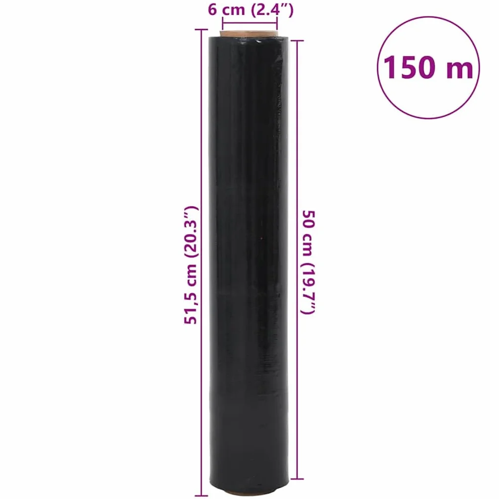 vidaXL Folia stretch 2 szt. Czarna 30 μm 50 cm x 150 m, folia do pakowania, folia stretch do owijania, folia do owijania mebli, folia do pakowania