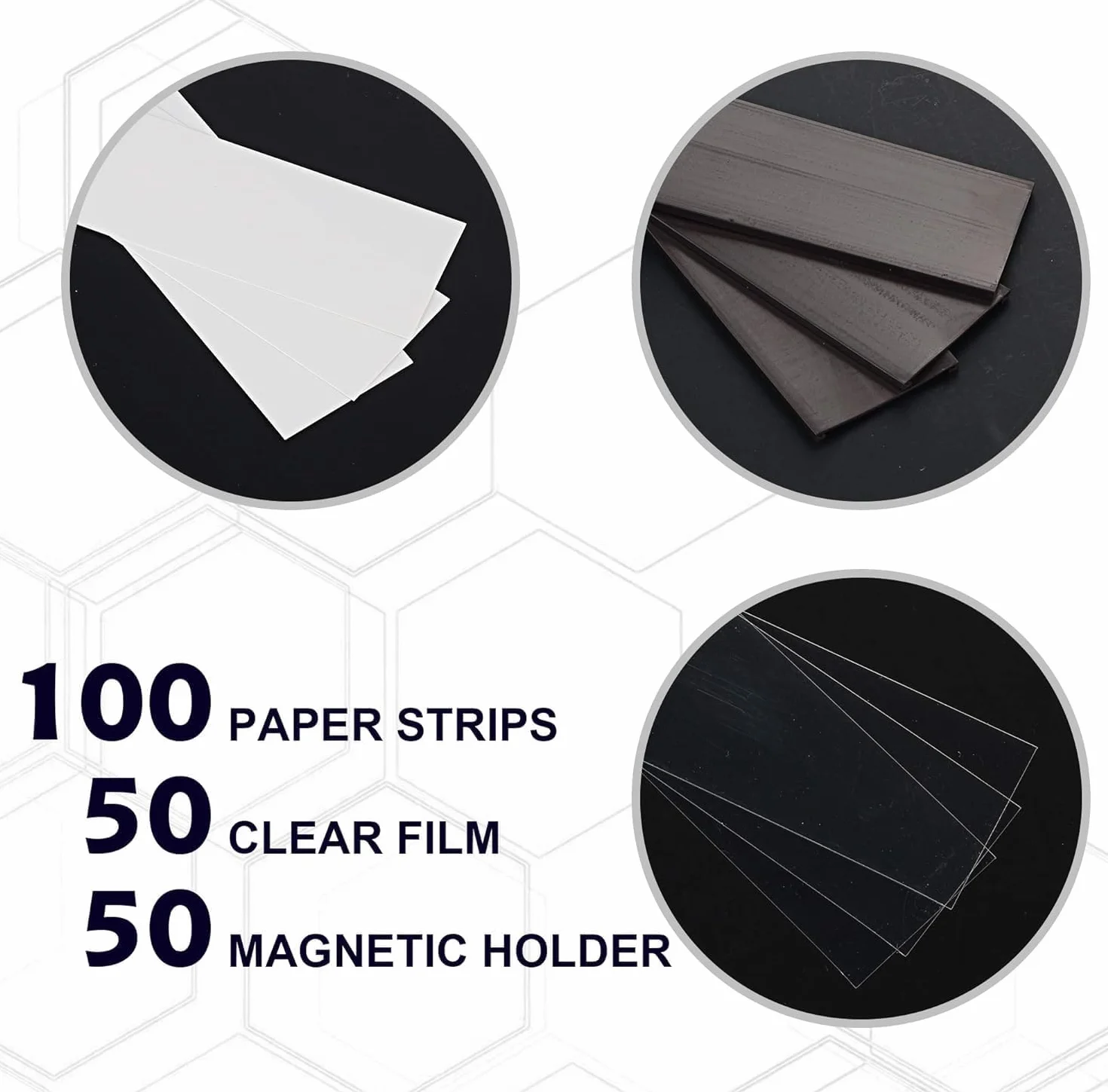 LLPT Magnetyczny uchwyt na etykiety, 40 mm x 100 mm, 50 opakowań, kanał C, 300 g, biała papierowa folia ochronna, bez bałaganu, zdejmowana, na półkę, biała tablica, skrzynka narzędziowa, metalowa