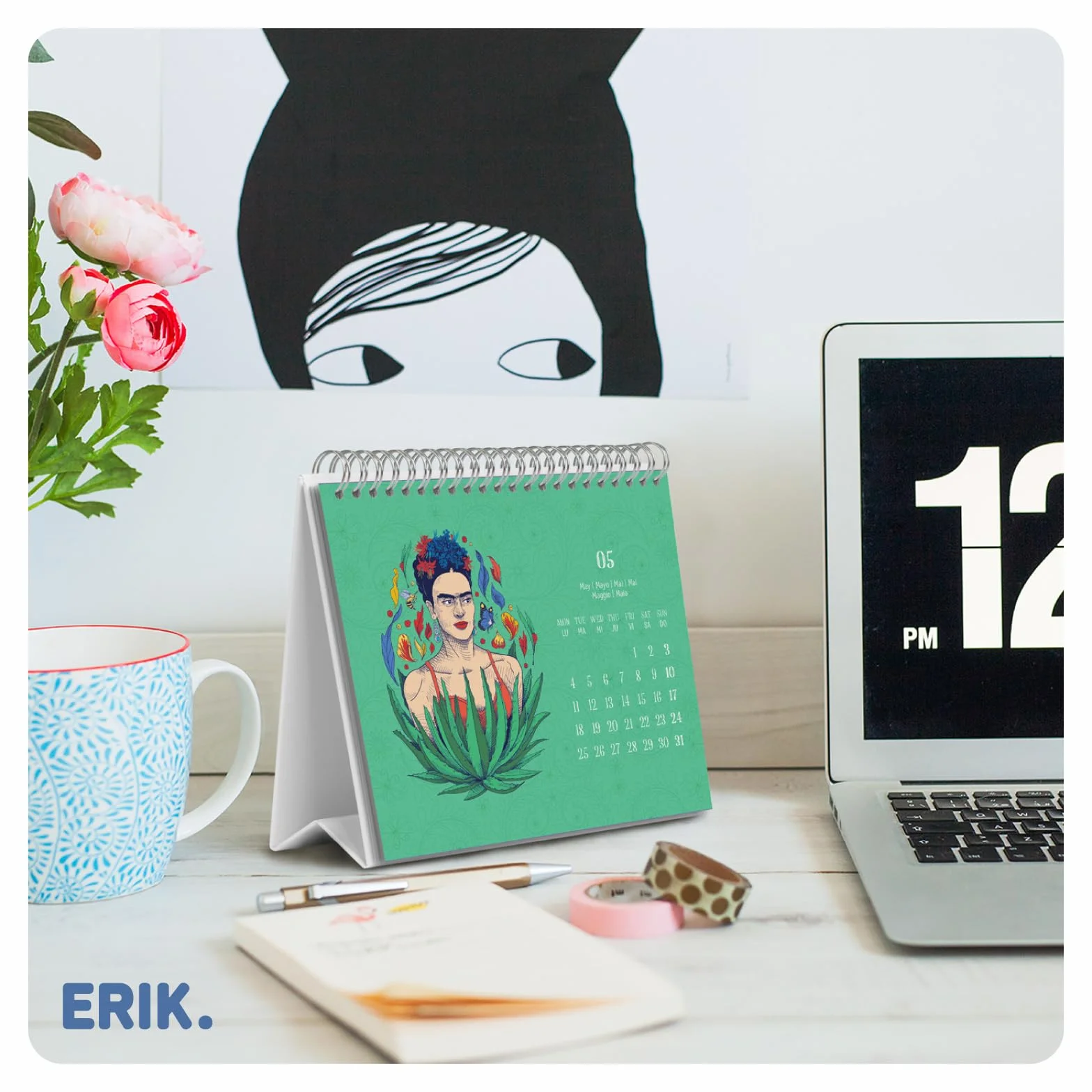 Grupo Erik Desk Calendar 2026 - Frida Kahlo Calendar 2026 Month To View | Monthly Desk Planner, Desktop Gifts Under 10 Pounds | Frida Kahlo Gifts For Friends
