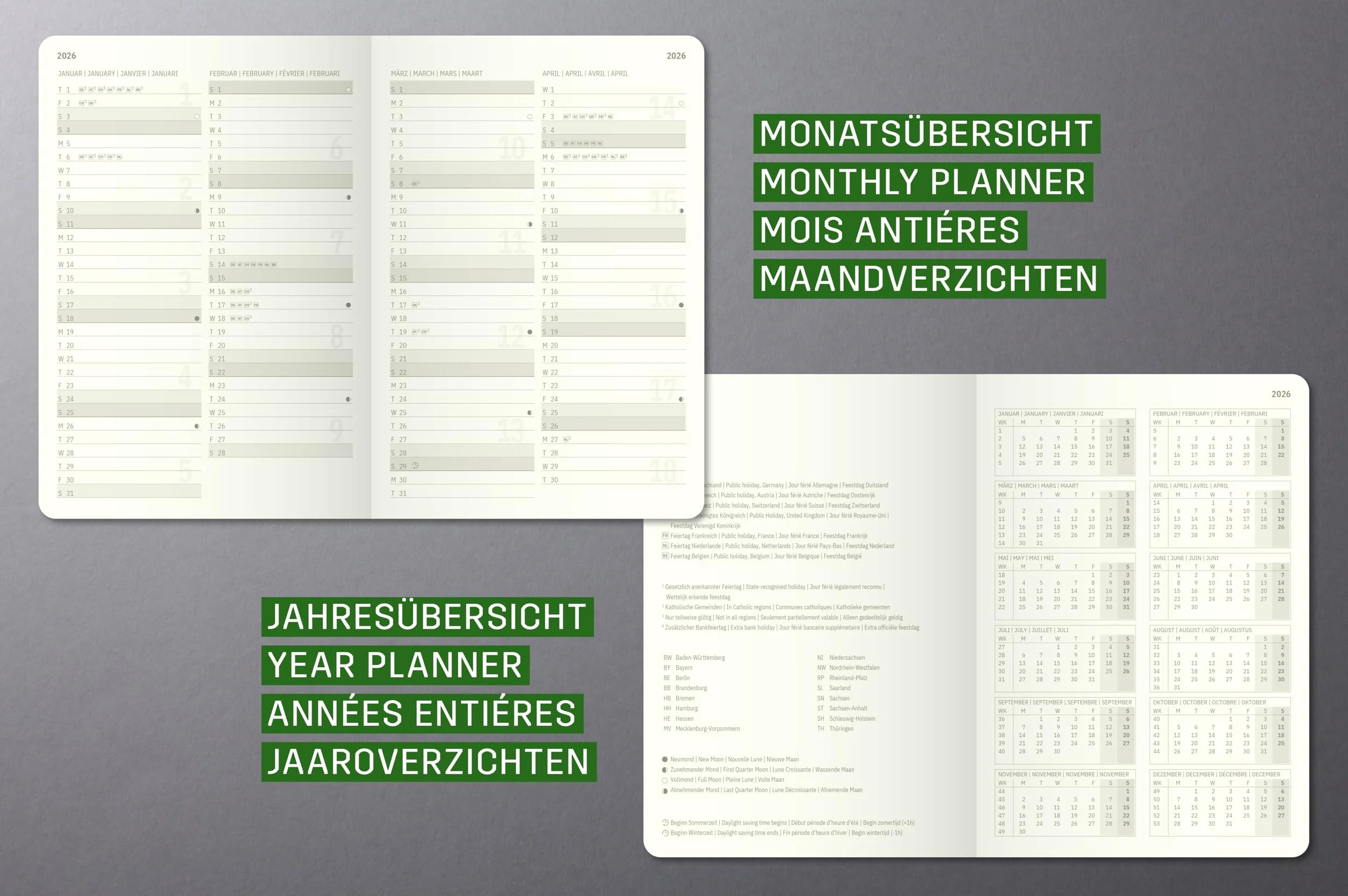 SIGEL C2684 Monats-Kalenderheft Conceptum 2026, ca. A5, , schwarz: Agenda Conceptum, Classic, Softcover