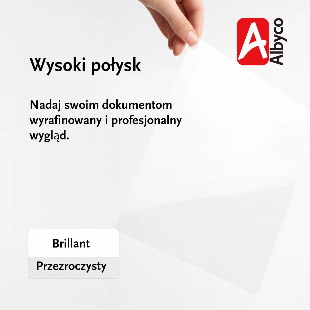 Albyco AMLSA380100 Folia do Laminowania, Przezroczysty, A3 (2x80 sztuk)
