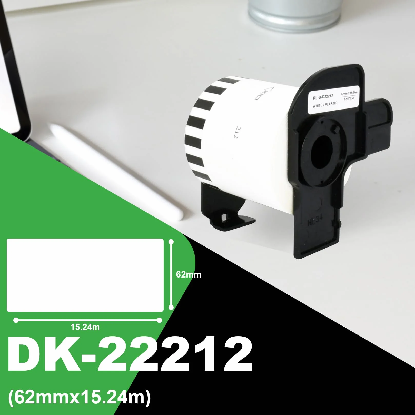 Veson 8 rolek białych etykiet niekończących się Brother 62 mm x 15,24 m do P-Touch QL-500 570 600 700 710W 720