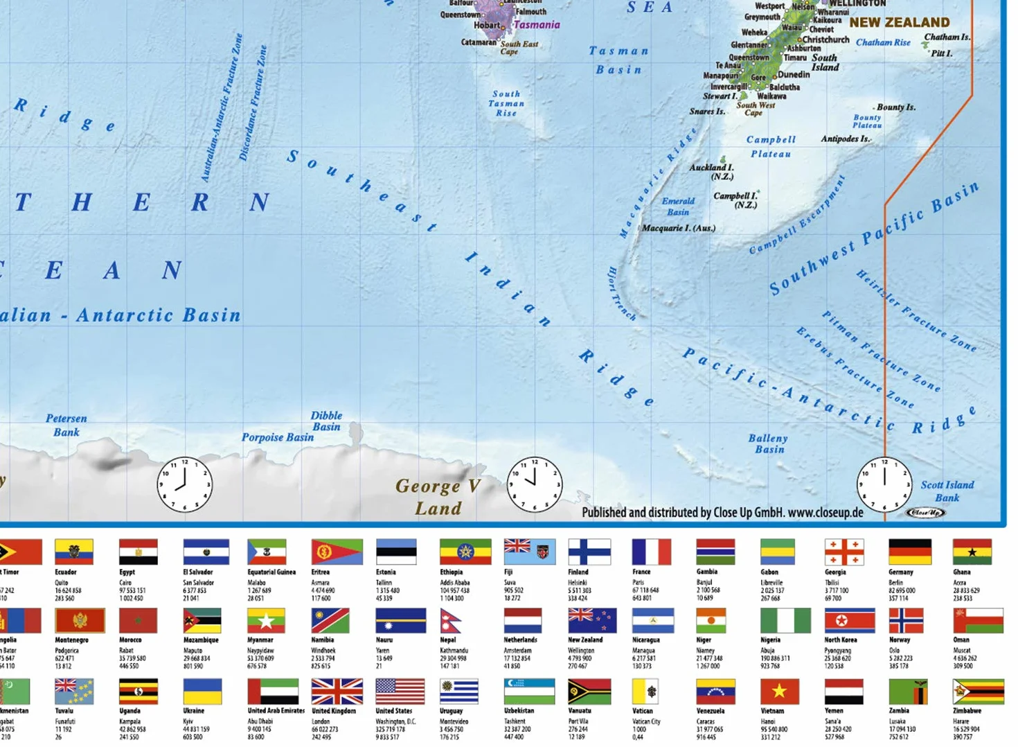 Close Up XL Giant World Map plakat 2020 z flagami 91,5 x 61 cm