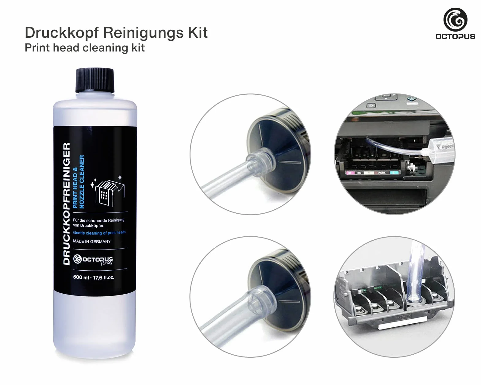 Środek do czyszczenia dysz 500 ml do głowic drukujących Brother z adapterem węża