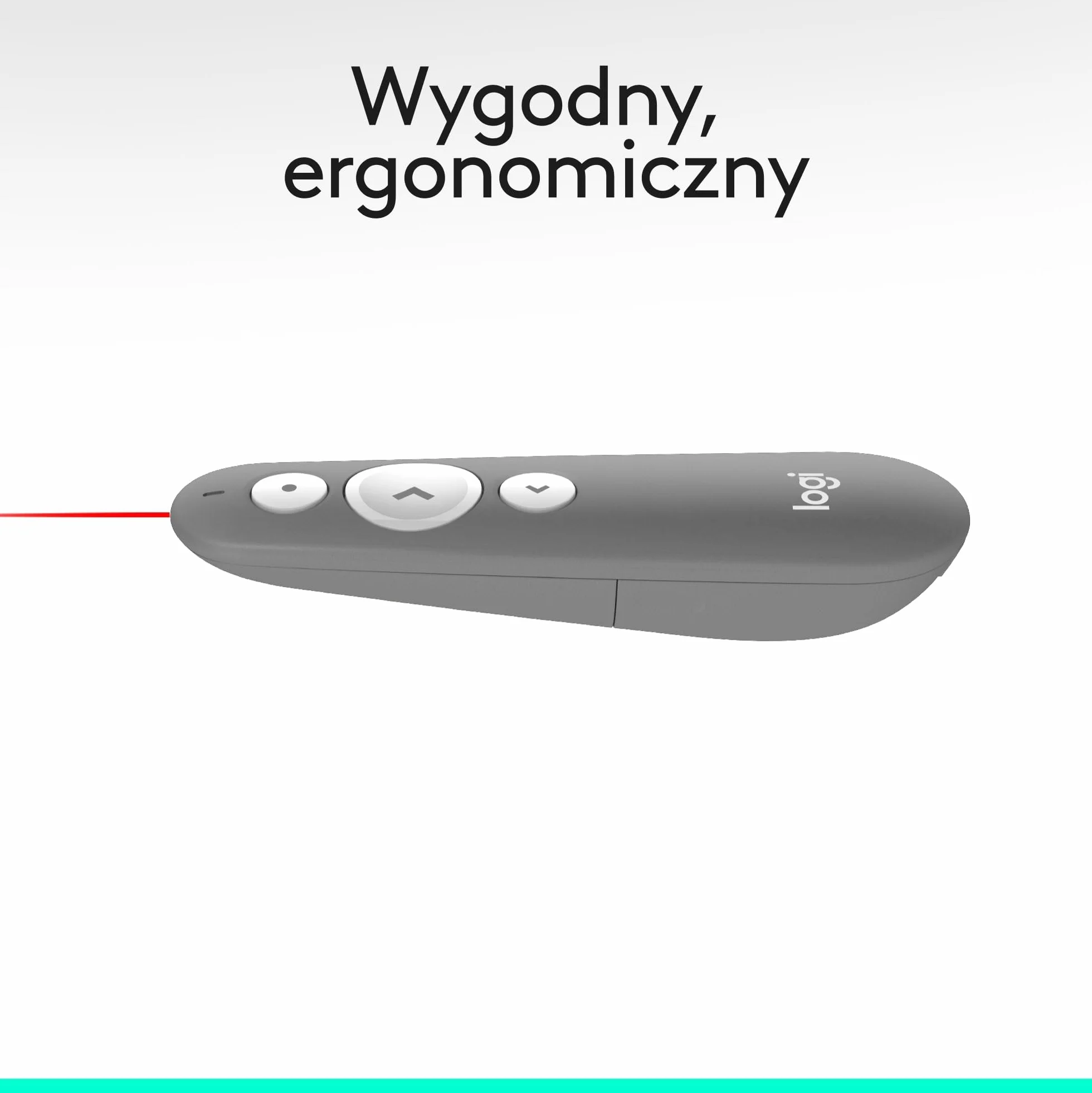 Logitech R500s Laserowy wskaźnik/Pilot do prezentacji (Klasa 1) – Bluetooth i USB; uniwersalna kompatybilność, inteligentna bateria: 12 miesięcy użytkowania - Jasnoszary