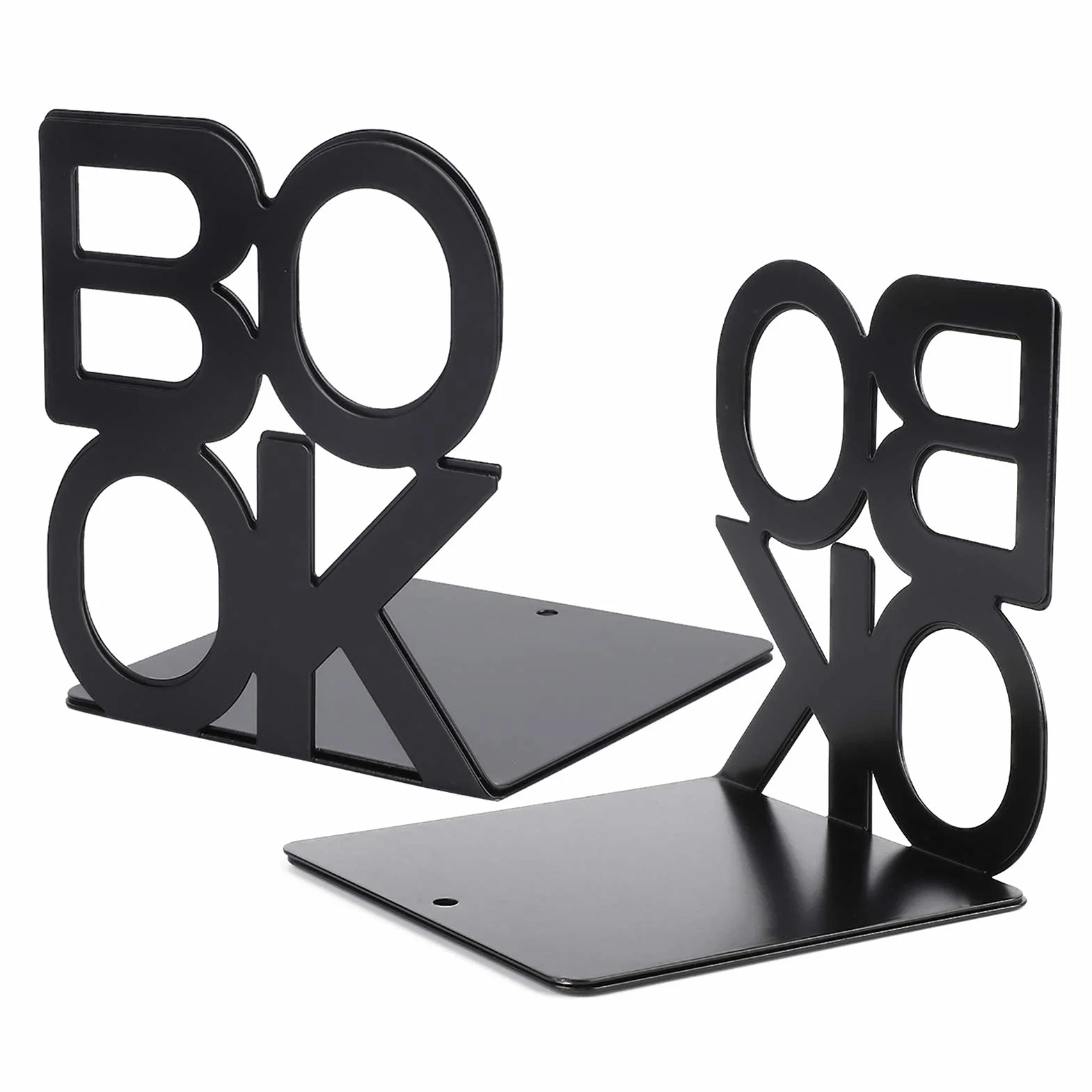 1 para Znaków Książki Kształt Książka Kończy się Szałwia Zielona Bookends Stojak na Książki Metalowe Bookends do Szkoły Wystrój Stołu Domowego (Czarna para 140 mm)