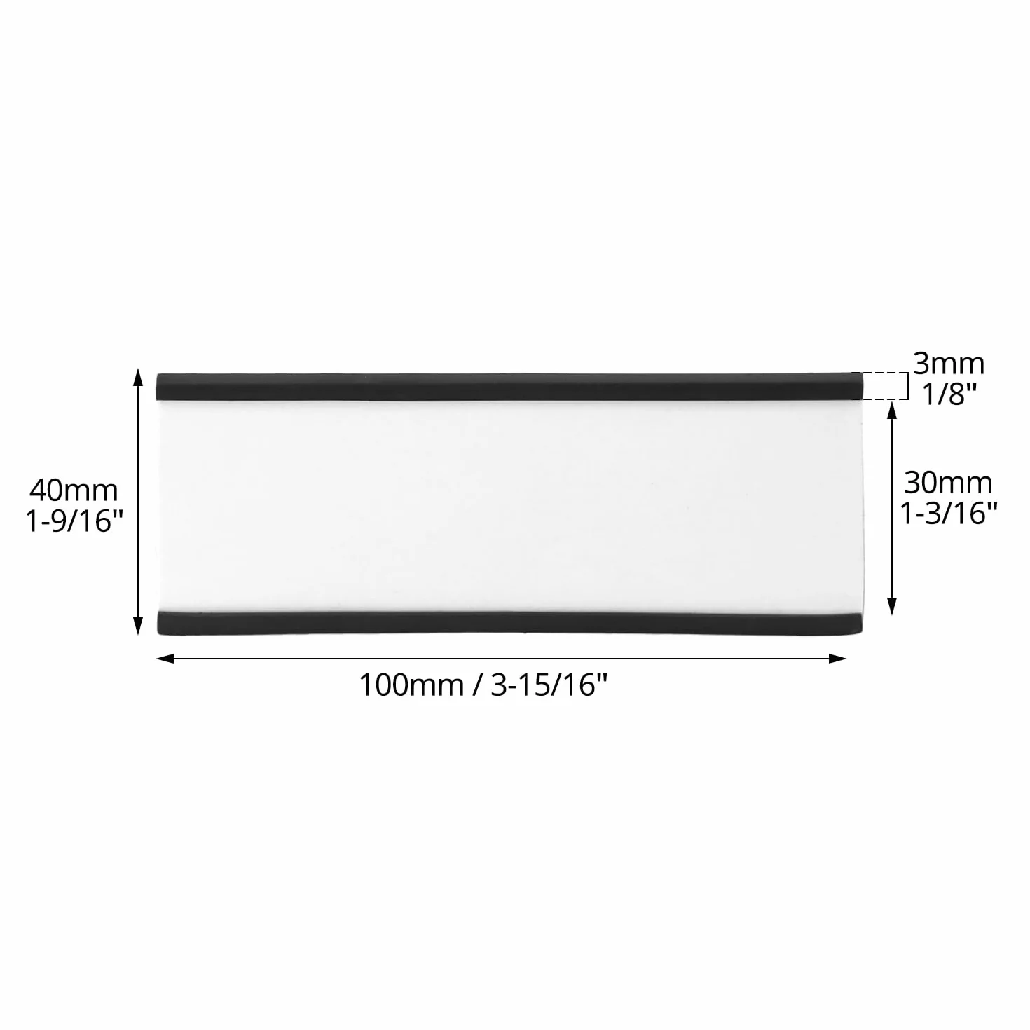 QWORK® 40 sztuk magnetycznych uchwytów na etykiety, 40 mm x 100 mm, wielokrotnego użytku, odporne na warunki atmosferyczne, z folią ochronną, magnetyczne plakietki z imieniem do metalowej tablicy,