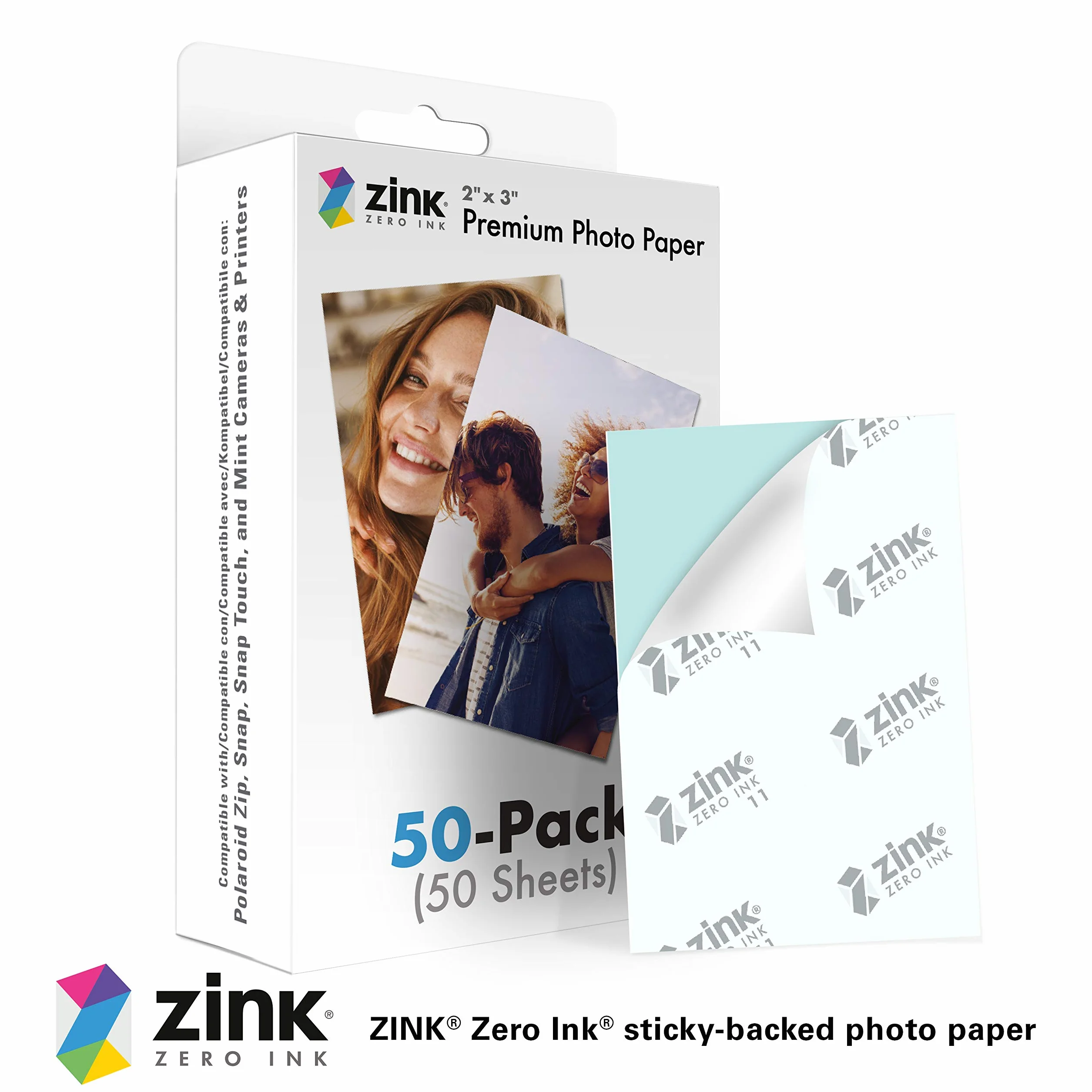 Zink 50 x 7,6 cm papier fotograficzny premium (50 sztuk) kompatybilny z zatrzaskami Polaroid, Snap Touch, zamkami i drukarkami