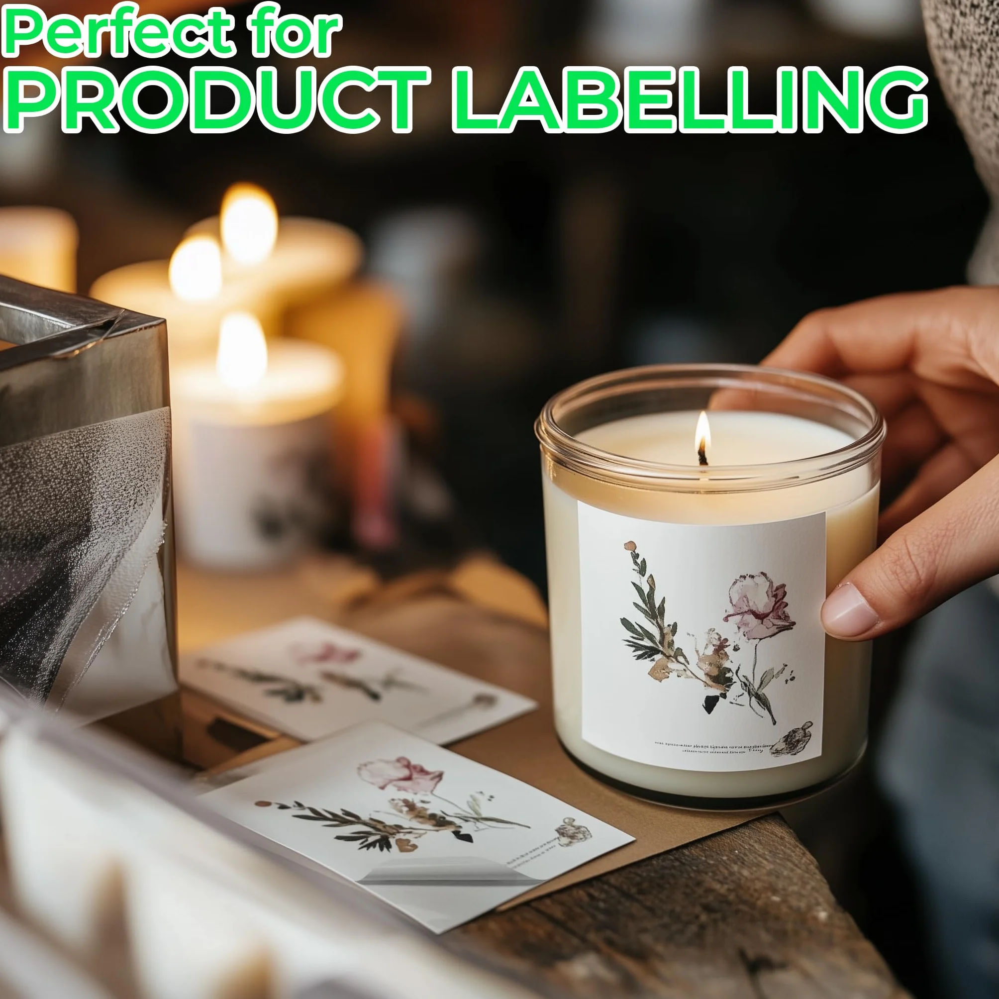 Evergreen Goods Błyszczący samoprzylepny papier fotograficzny A4, 20 arkuszy, 200 g/m², wodoodporny, duża siła klejenia, kompatybilny z drukarkami atramentowymi i laserowymi, idealny do etykiet