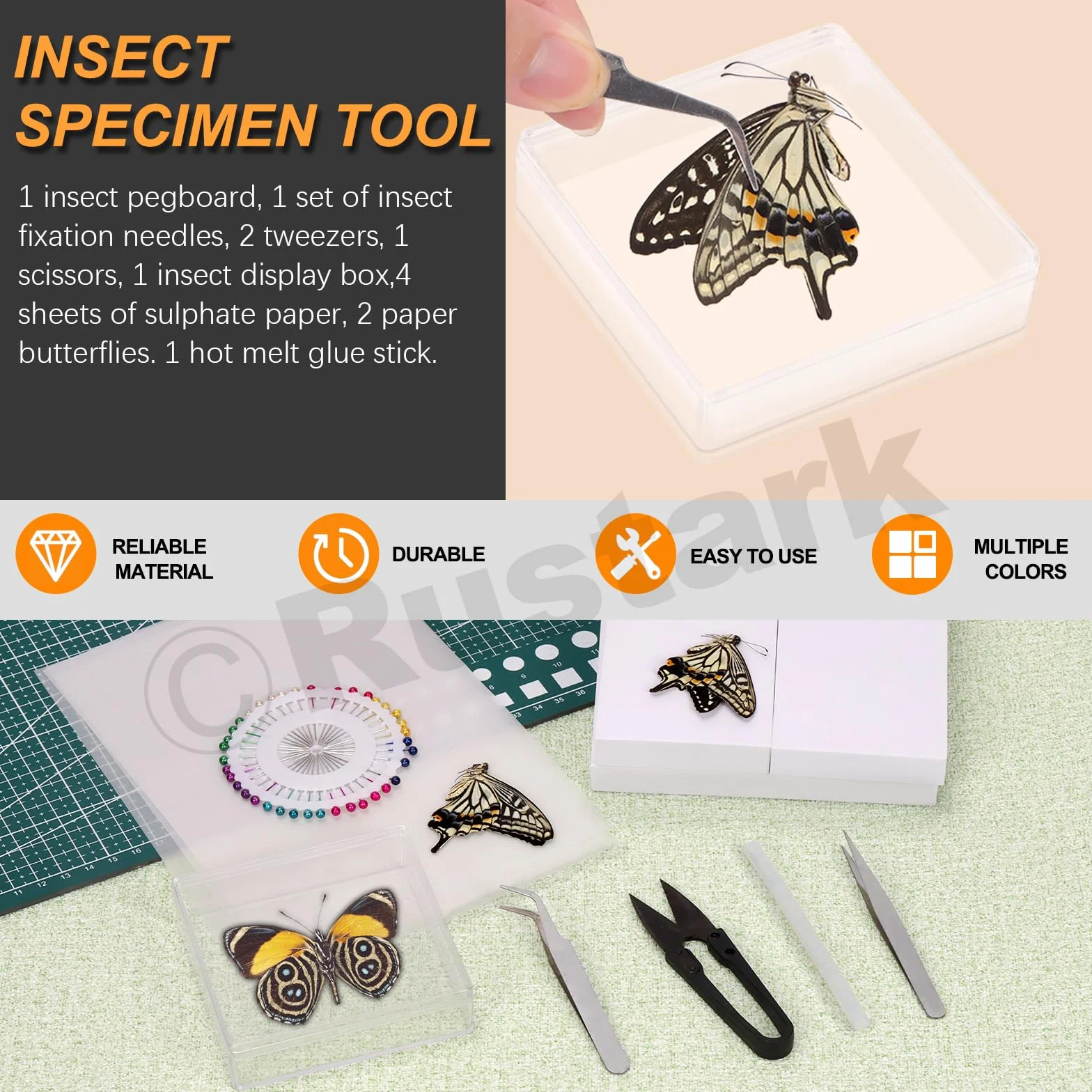 15 szt. zestaw narzędzi do insect pinning z Piniami, Papierem do Spłaszczania Skrzydeł, Tablicą do pinning i Wyświetlaczem Insektów