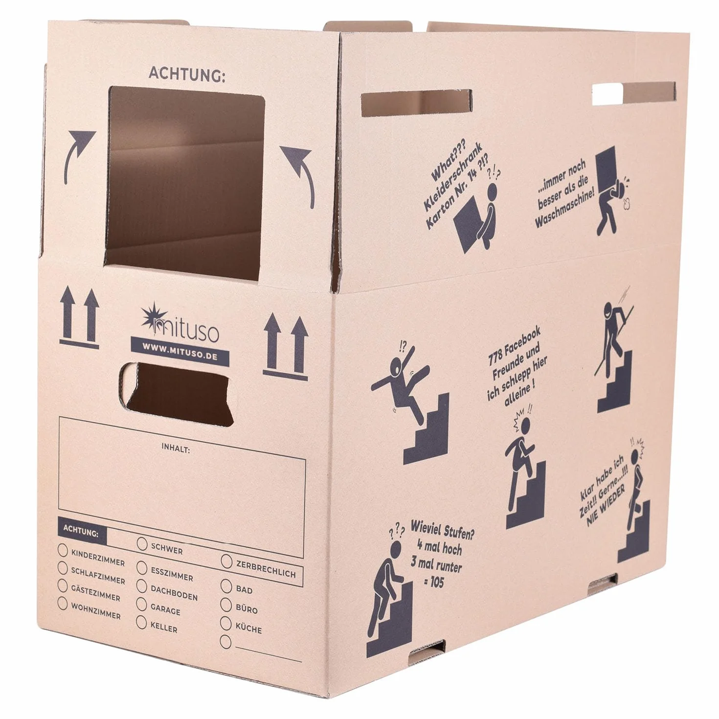 Kartony do przeprowadzki, 25 sztuk, 2-falowane, bardzo stabilne do 40 kg, 600 x 330 x 350 mm, karton z recyklingu, szybki montaż bez taśmy klejącej, pudełka do przenoszenia oraz pudełko archiwalne ze