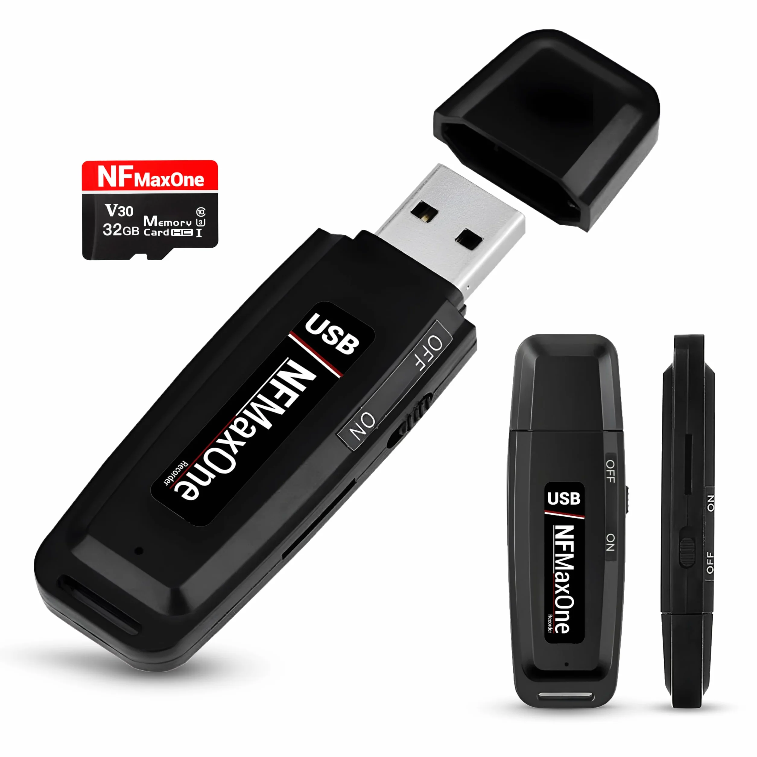Cyfrowy dyktafon szpiegowski z MicroSD 32 GB w zestawie | Mini rejestrator dźwięku idealny na spotkania, wywiady, zajęcia | Przenośny rejestrator szpiegowski USB z nagrywaniem do 500 godzin ST