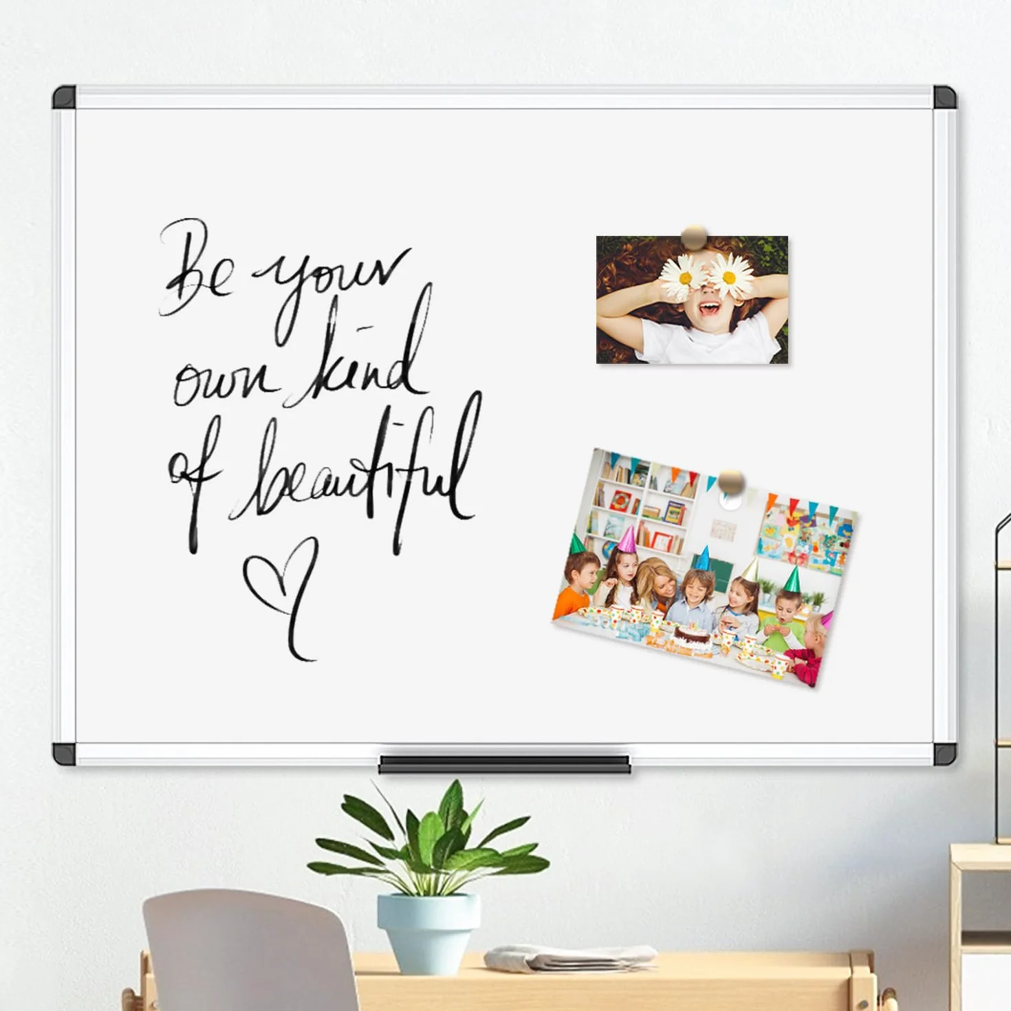VIZ-PRO Tablica suchościeralna – z aluminiową ramą, magnetyczna – 60 x 45 cm