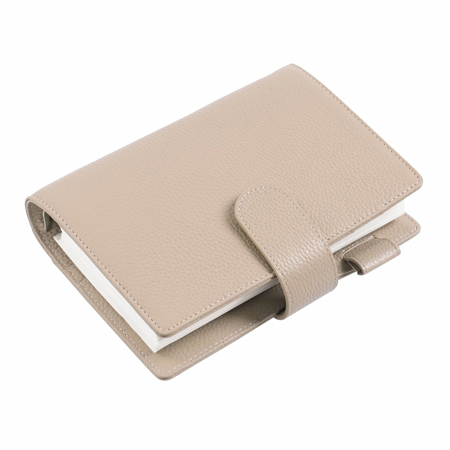 Moterm Elite Personal Rings planer organizer z prawdziwej skóry 25 mm żwirowo-taupe