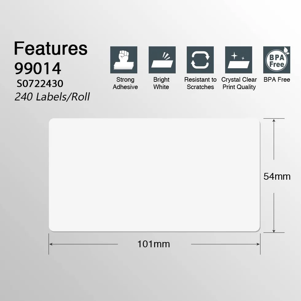 BETCKEY 10 Rolek Etykiet Kompatybilne z DYMO 54mm x 101mm 2400 Etykiety do LabelWriter 450 4XL