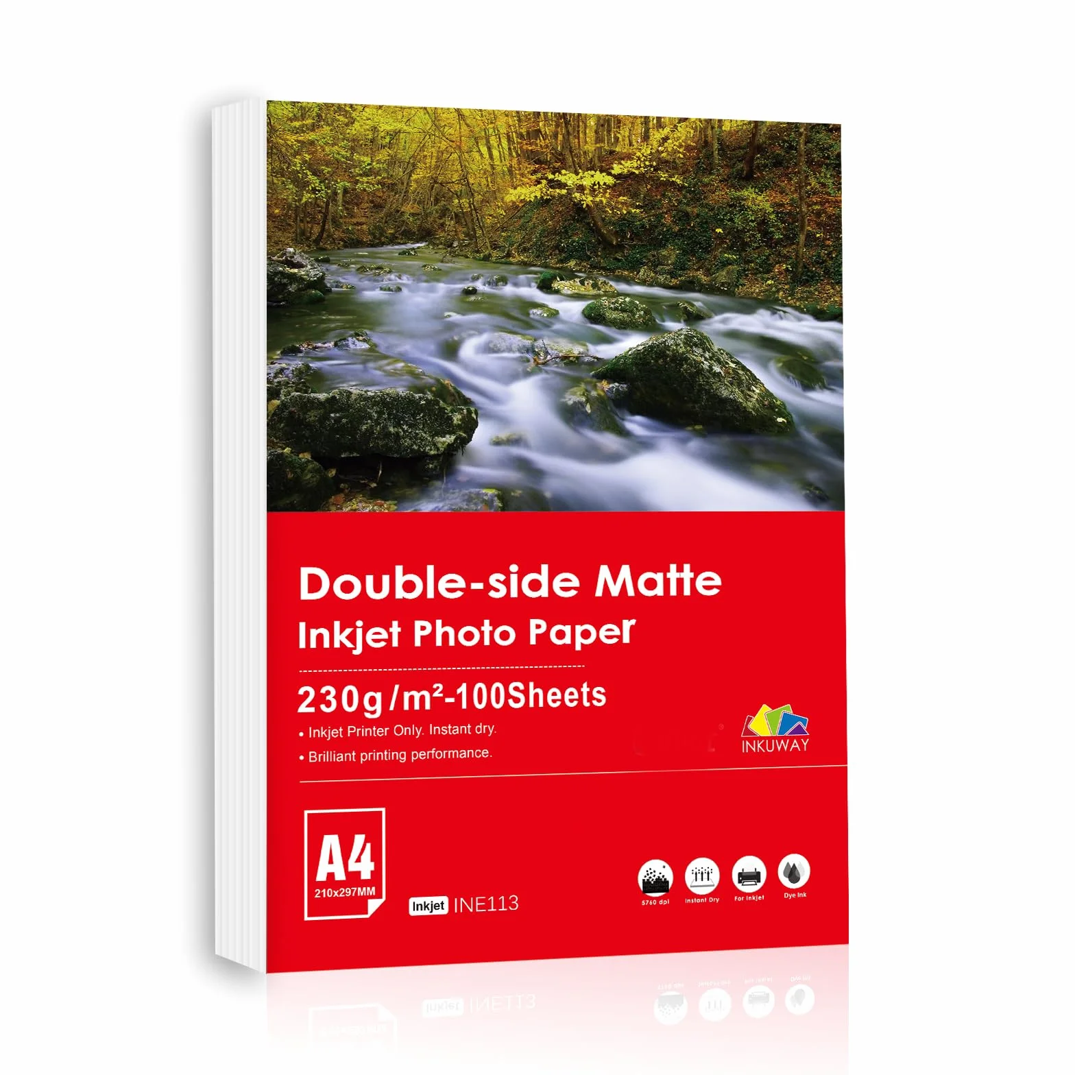 Inkuwy A4 100 arkuszy, średni gruby, matowy papier fotograficzny, 220 g/m², dwustronny, matowy papier prezentacyjny, do drukowania po obu stronach, broszura, zdjęcia, powlekane obrazem do drukarki atramentowej Uinkit