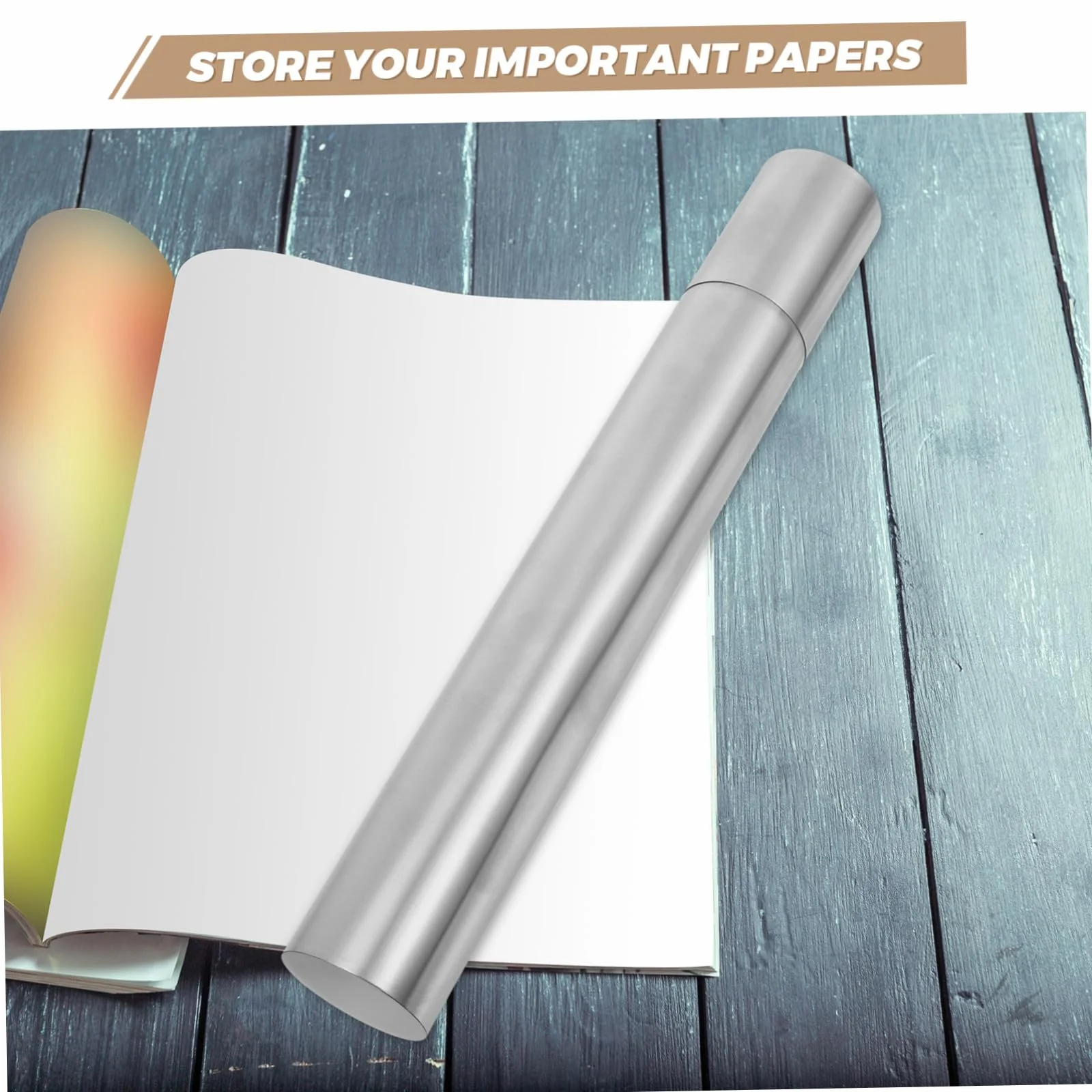 Stainless Steel Fireproof Document Holder Tube Portable Certificate Storage for Important Papers