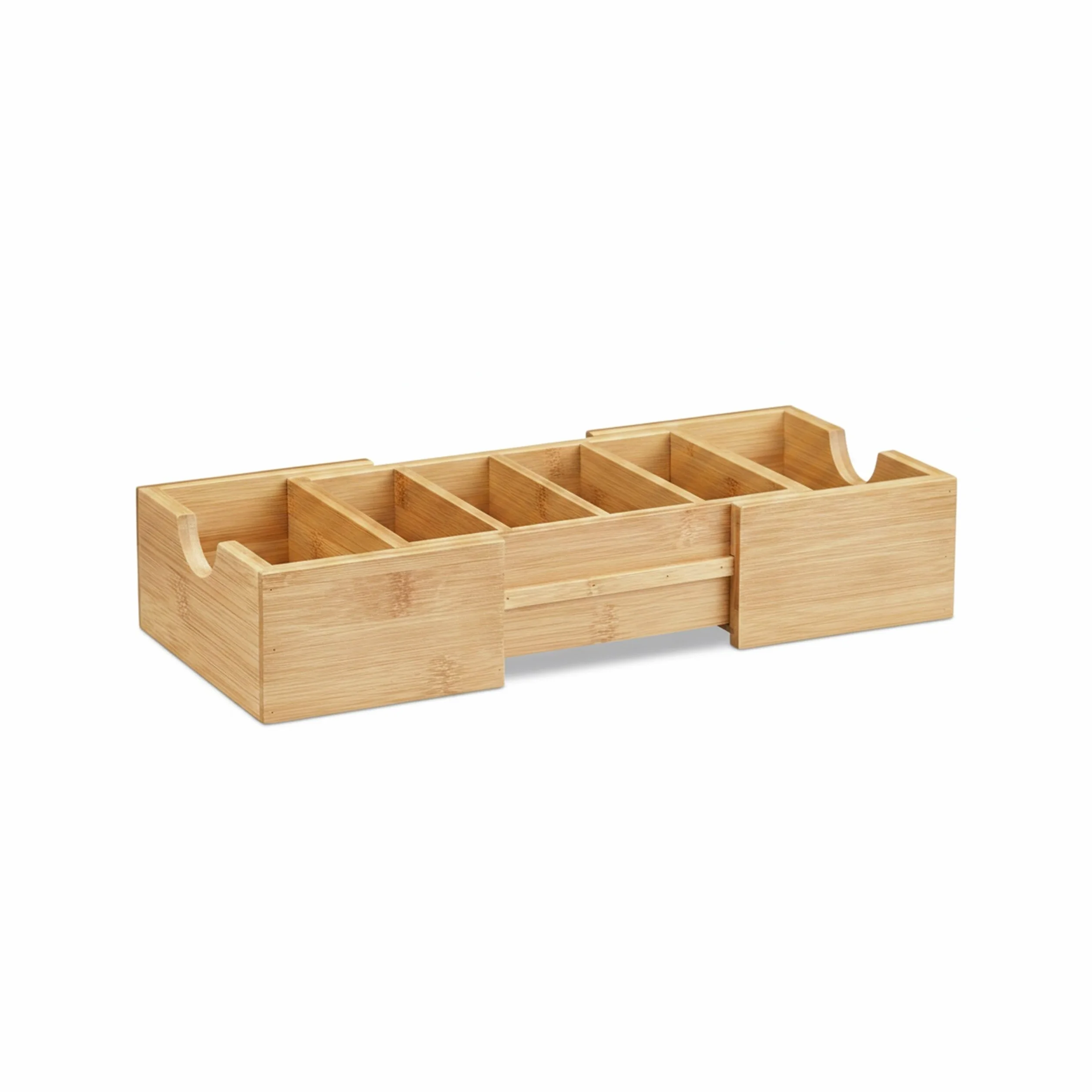 Relaxdays Bambusowe pudełko indeksowe DIN A8, organizer na wizytówki, wyciągany, wys. x szer. x gł.: ok. 5,5 x 13 x 30 cm, naturalny brąz