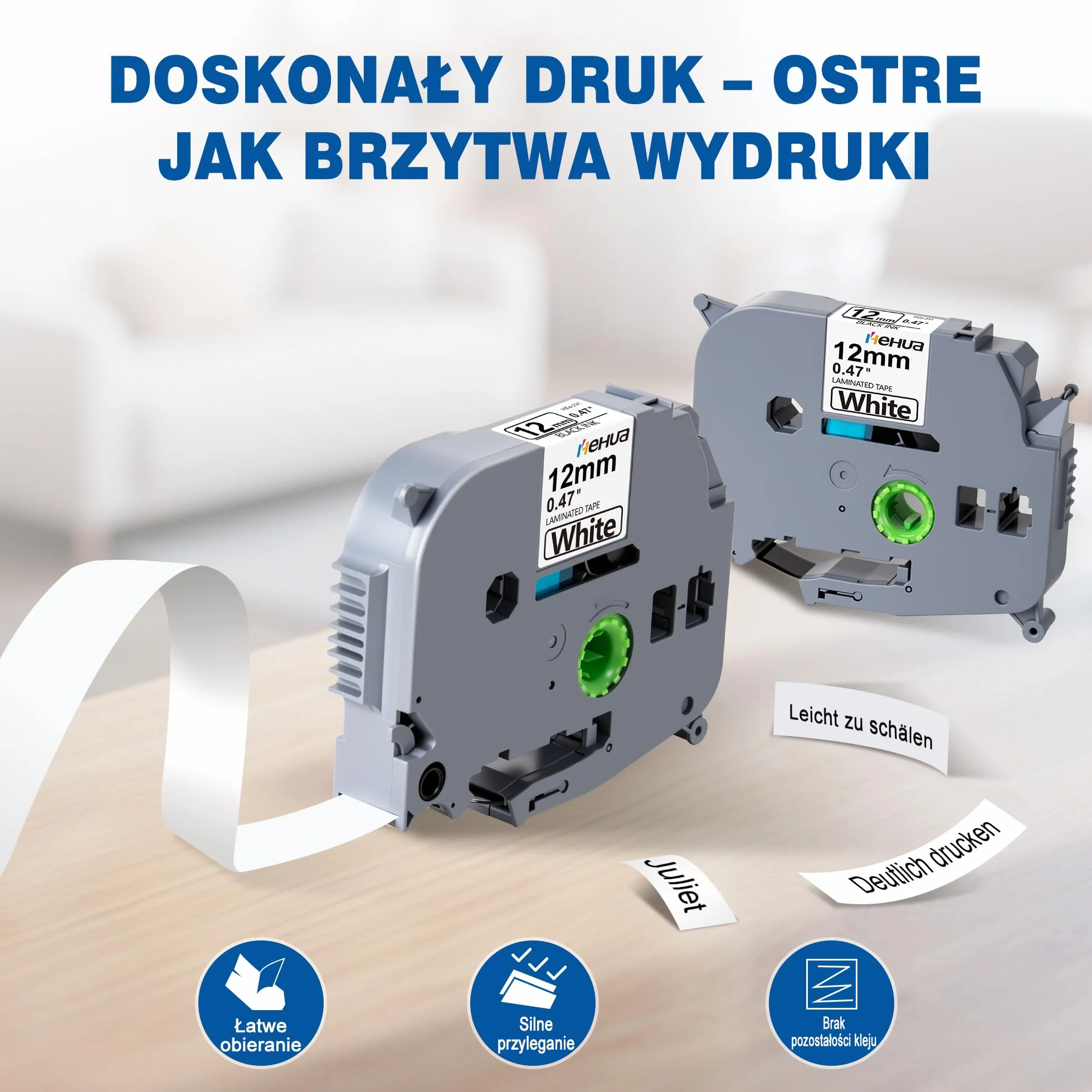 4x Hehua Kompatybilny Tze-231 dla Brother P-touch Tapes 12 mm 0,47 Czarny na Białej Taśma Tze231, Zamienna etykietowanie dla Brother pt-1000 p touch Cube h105 h100lb H107B 1280 101c h100r d200 d400