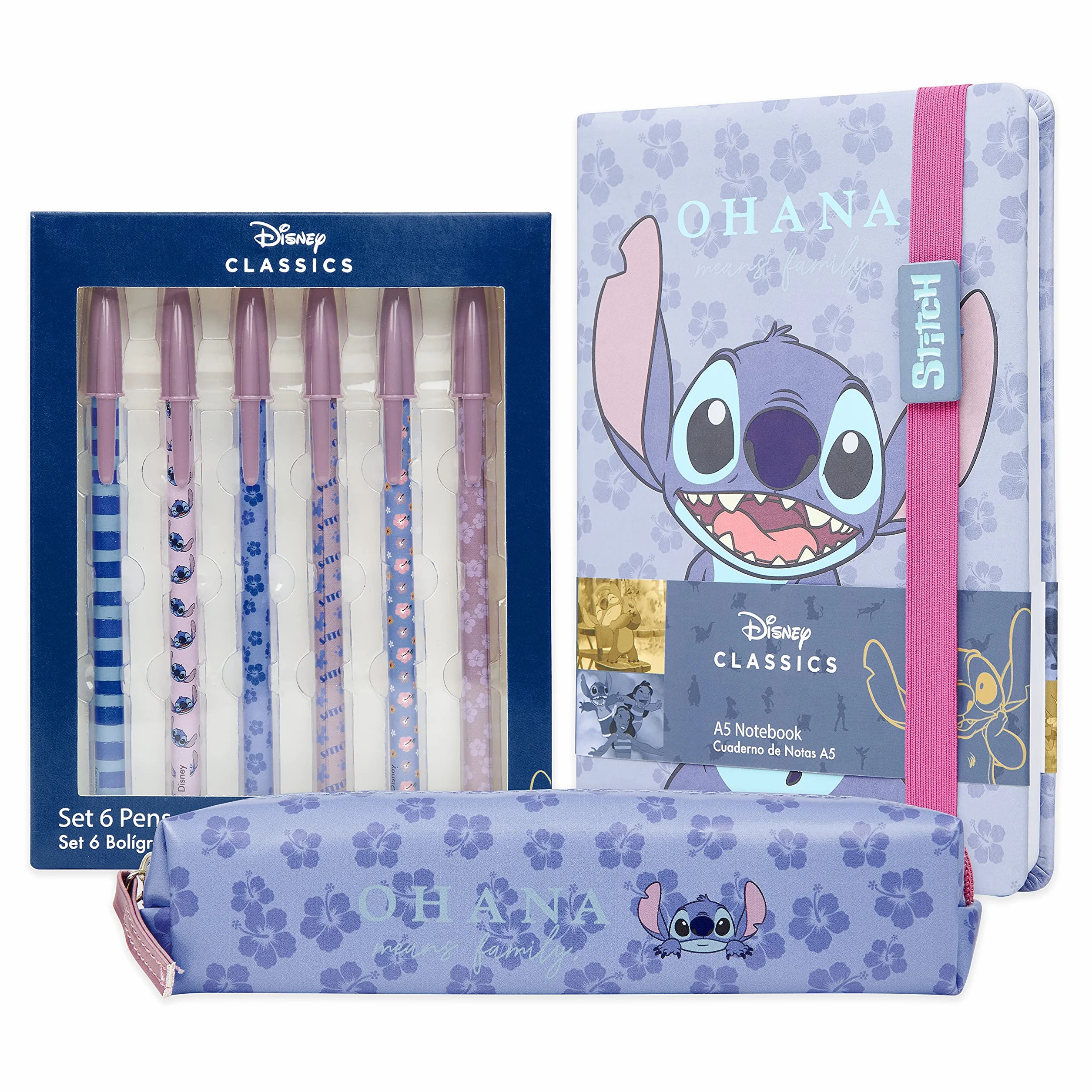 Disney Stitch Zestaw papeterii Prezenty Stitch dla dziewcząt Przybory szkolne Notatnik i akcesoria Uroczy zestaw artykułów piśmienniczych dla dzieci, nastolatków, kobiet Powrót do szkoły (Niebieski)