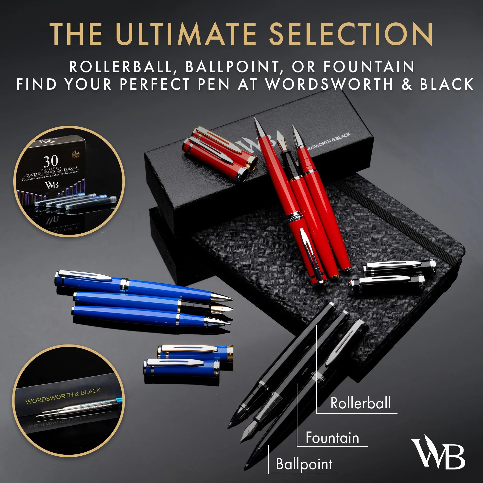 Wordsworth & Black Długopis Kulkowy Luksusowy Zielony Lakier Wykończenie Chromowane Wkład Atramentowy Prezent