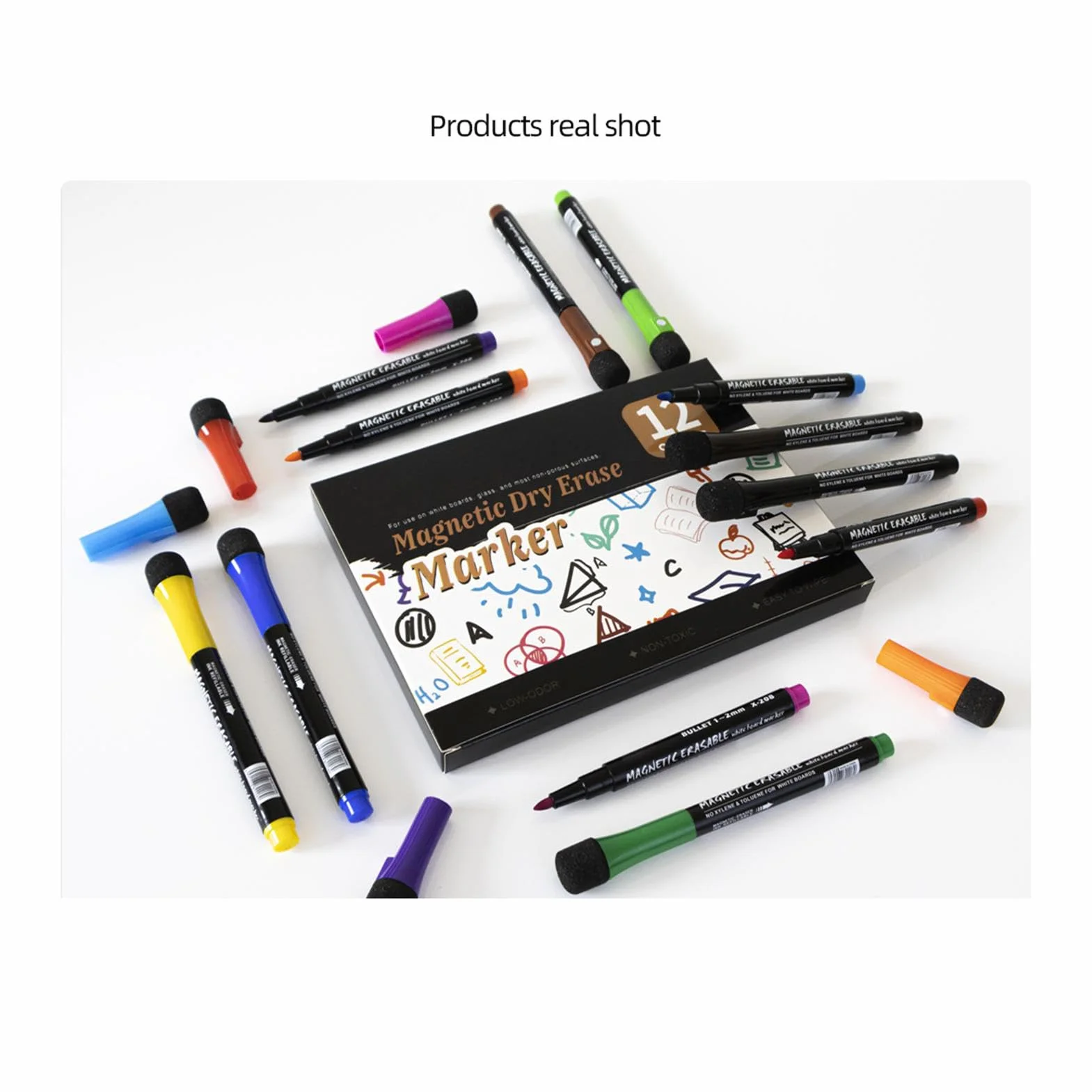 Magnetic Whiteboard Pens, Magnetic Whiteboard Pen, Magnetic Whiteboard Pens, 12 opakowa? magnetycznych markerów do tablic magnetycznych, niskim zapachu pisaki do tablic magnetycznych, cienkich