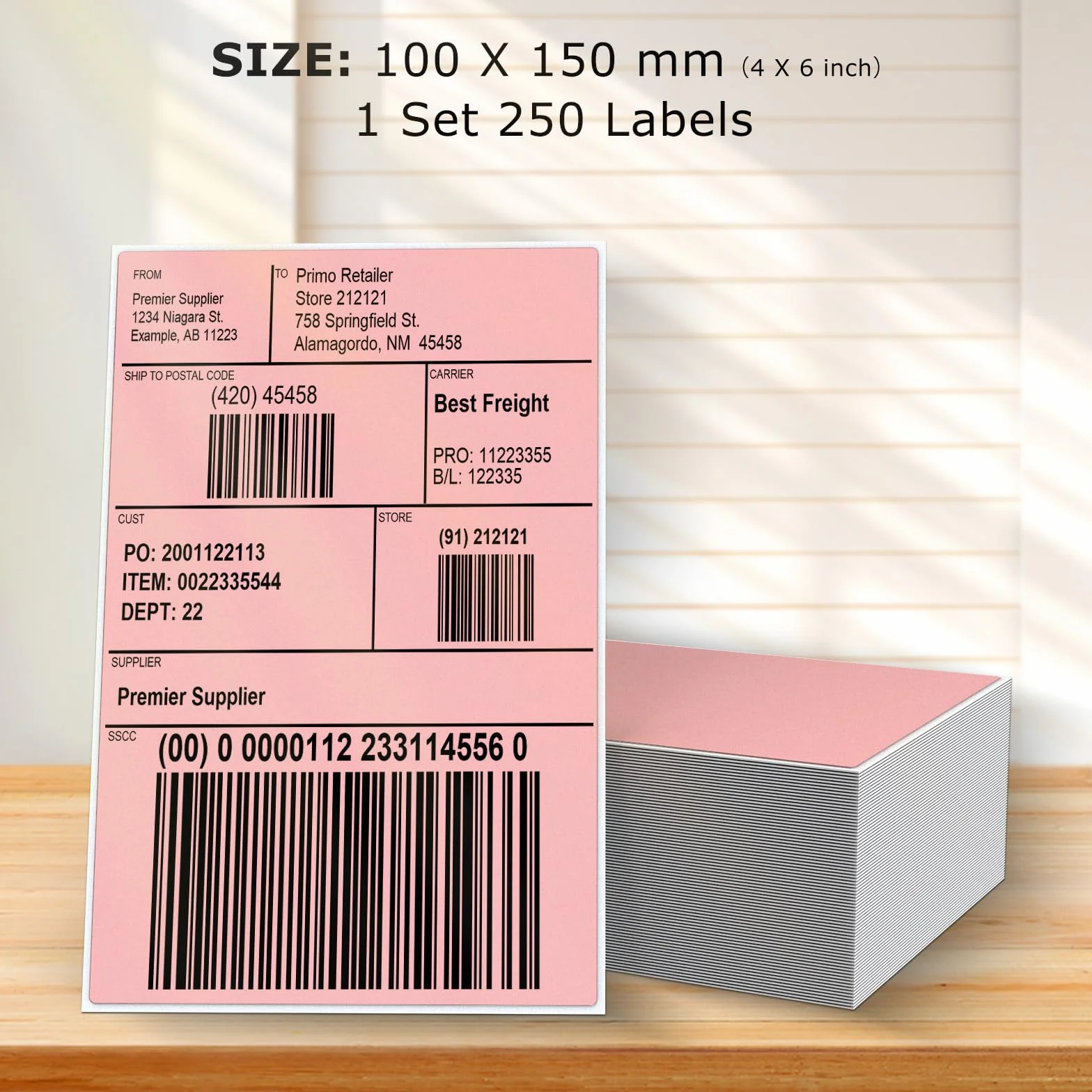 Etykiety termiczne 250P Fanfold 6x4 różowe