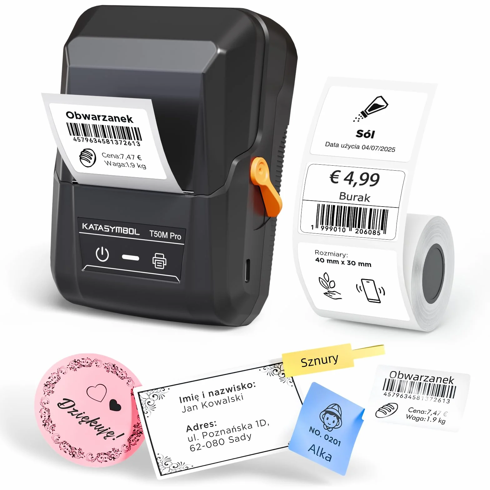 SUPVAN T50M Pro Termiczna Drukarka Etykiet Samoprzylepnych z Białymi Etykietami