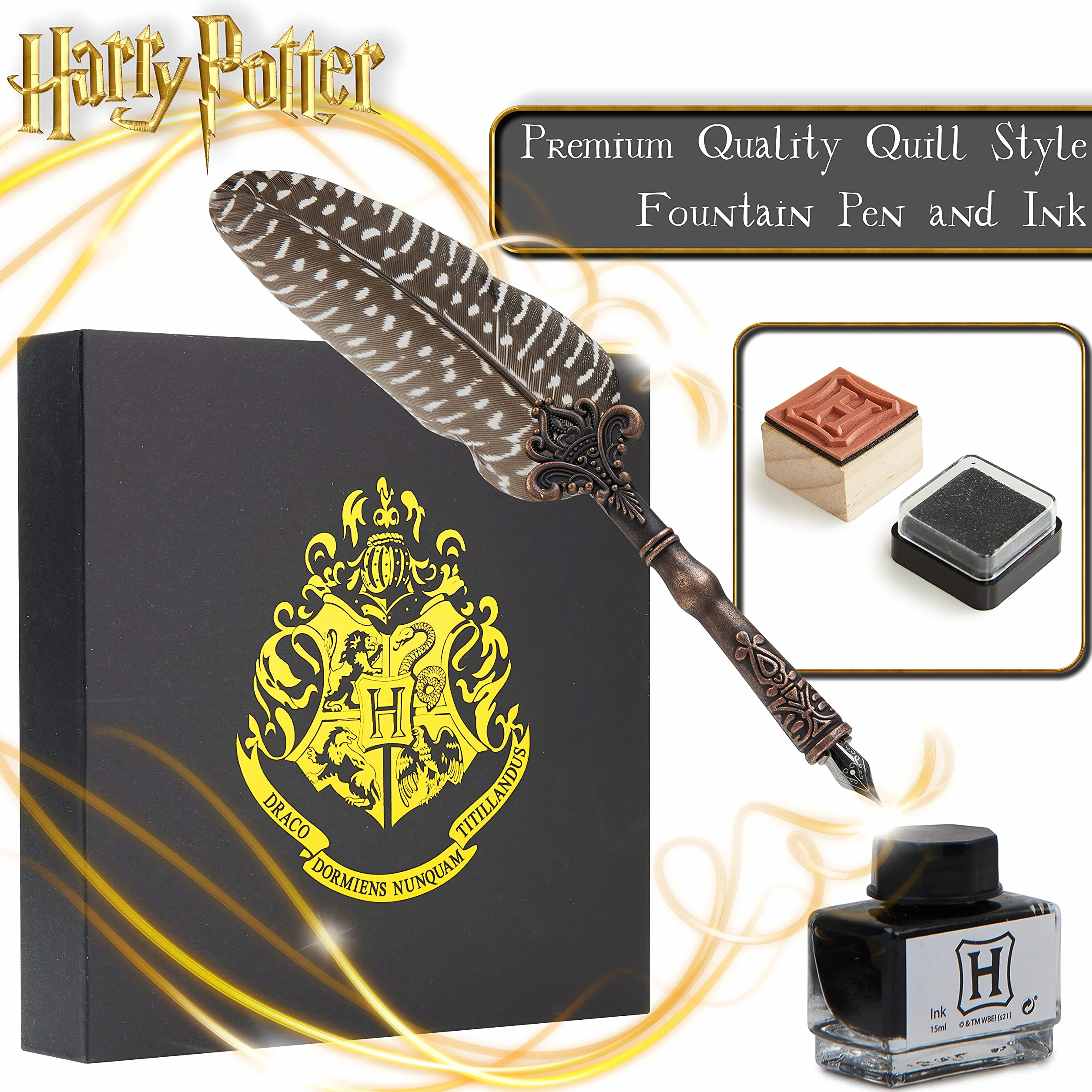 Harry Potter Zestaw do kaligrafii, zestaw atramentów do piór wiecznych z piórami i kopertami papierowymi Zestaw do pisania w butelce i pieczątki Pióro, prezenty