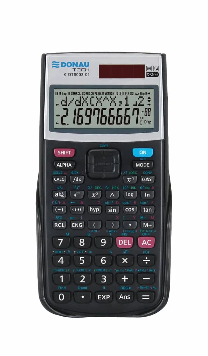 DONAU TECH kalkulator techniczny/kalkulator naukowy/solarny i bateria/401 funkcji/czarny/etui ochronne/kalkulator szkolny/pokrowiec przesuwny / 16,4 x 8,4 x 1,9 cm