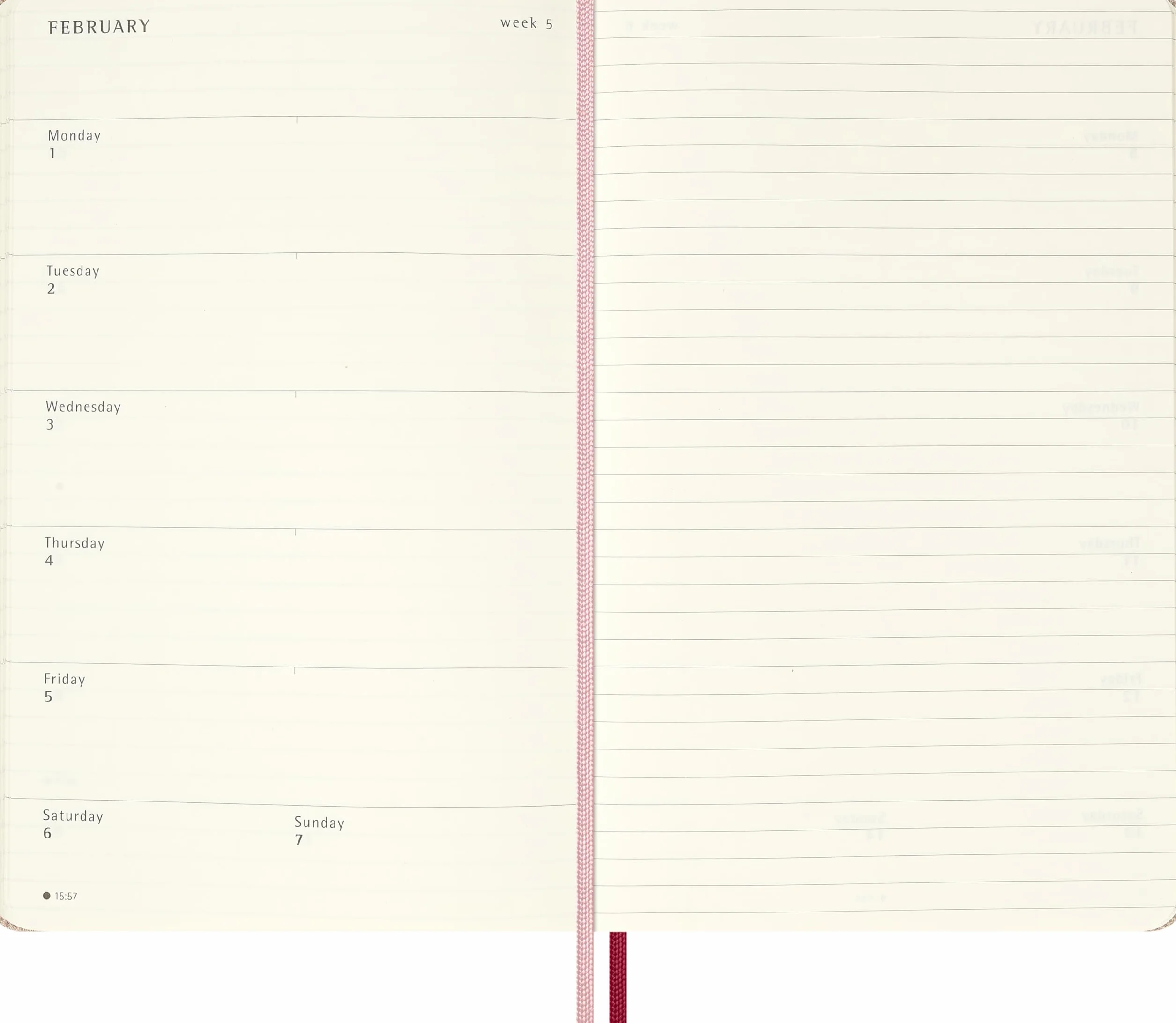 Moleskine 18 Monate Sakura Wochen Notizkalender limitierte Ausgabe 2026/2027, L/A5, 1 Wo = 1 Seite, rechts linierte Seite, fester Einband