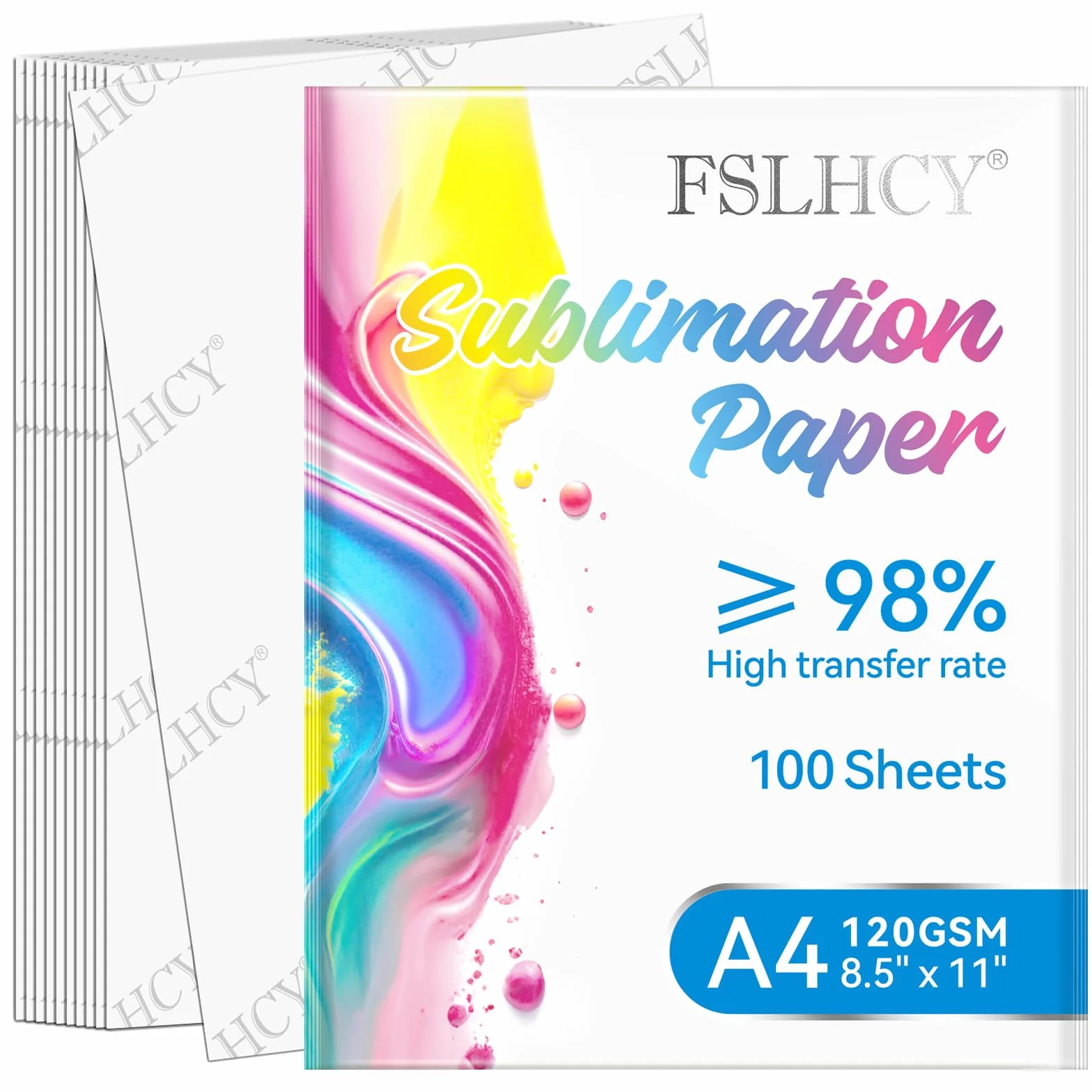 Papier sublimacyjny A4 do bawełny, koszulek, kubków, szkła, 100 arkuszy, papier sublimacyjny 120 g/m², kompatybilny z drukarkami atramentowymi sublimacyjnymi, 210 x 297 mm