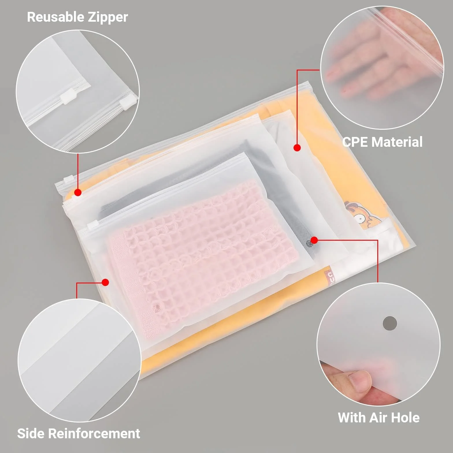 25 szt. matowych toreb na zamek błyskawiczny, plastikowe torby koszulowe do pakowania koszulki, koszuli, dokumentów, 3 miliony, torby pocztowe 25 x 20 cm z otworami wentylacyjnymi i