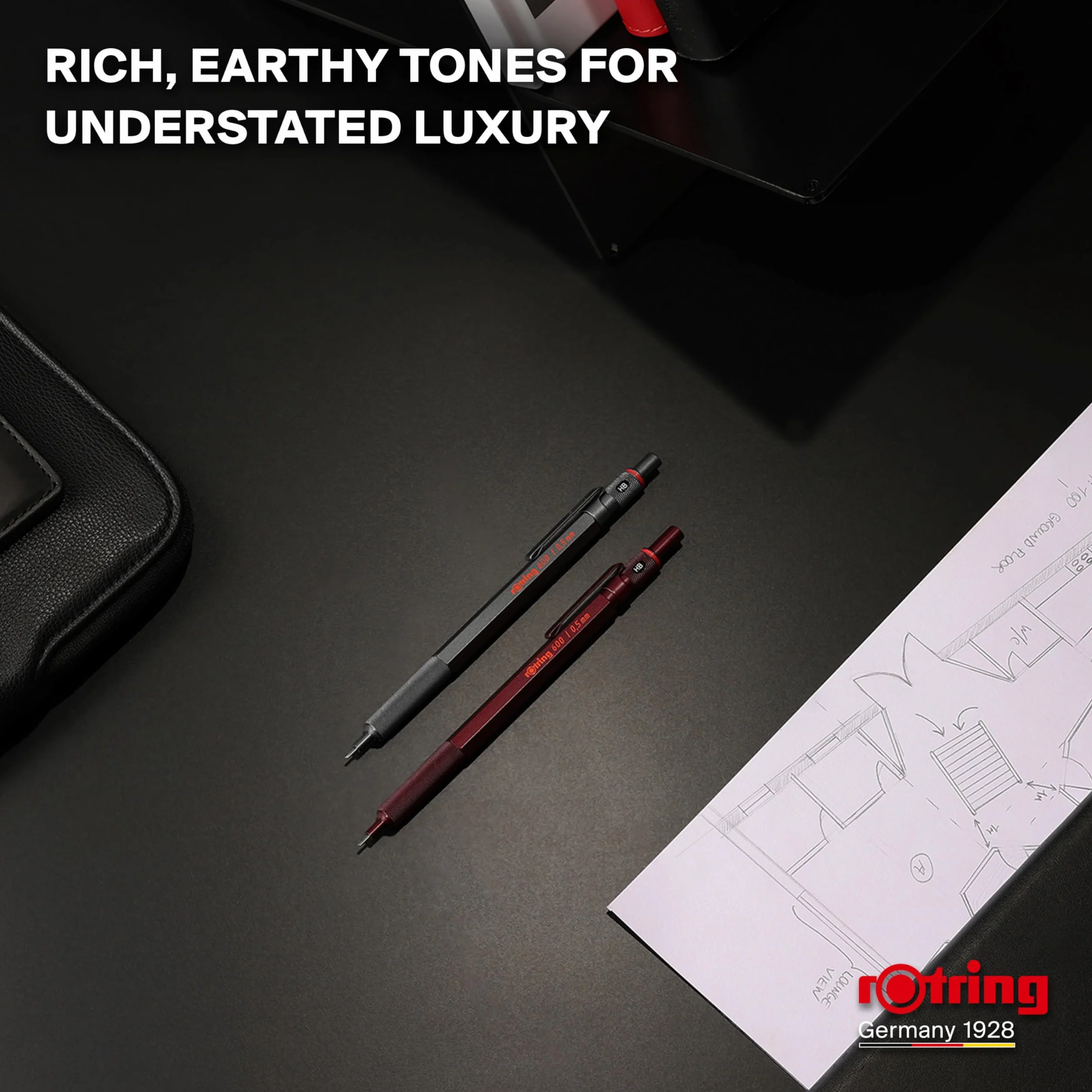 rOtring 600 Ołówek automatyczny | Grafit HB, 0,5 mm | Ołówek w całkowicie metalowej obudowie z wysuwanym wkładem grafitowym | Chocolate Truffle | Antypoślizgowy uchwyt i sześciokątny korpus