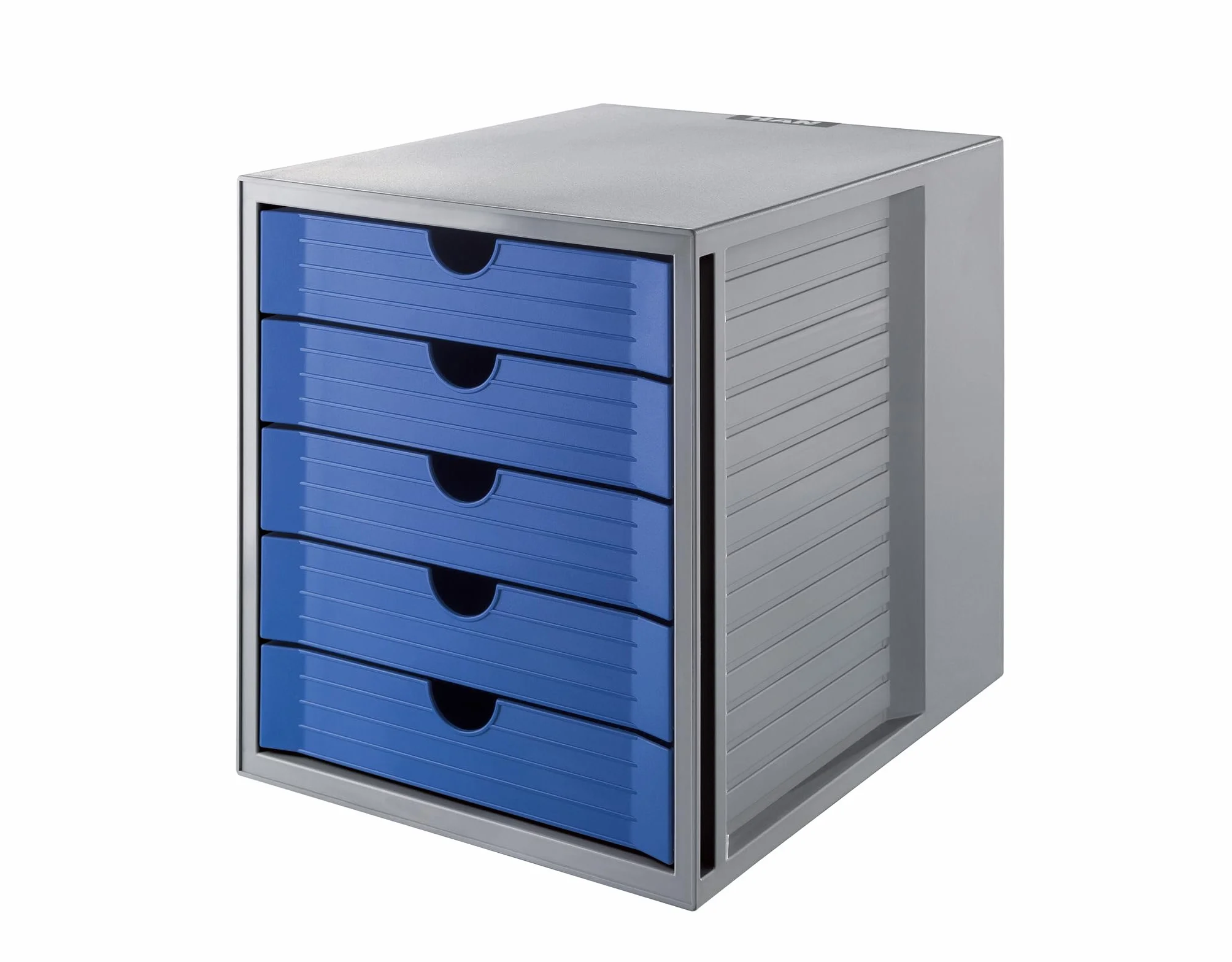 HAN Pudełko z szufladami SYSTEMBOX KARMA min. 80% tworzywo sztuczne z recyklingu z 5 zamkniętymi szufladami, biurko, szafa, w zestawie blokada wysuwu + klips do opisu, gumowe nóżki, 14508-16,