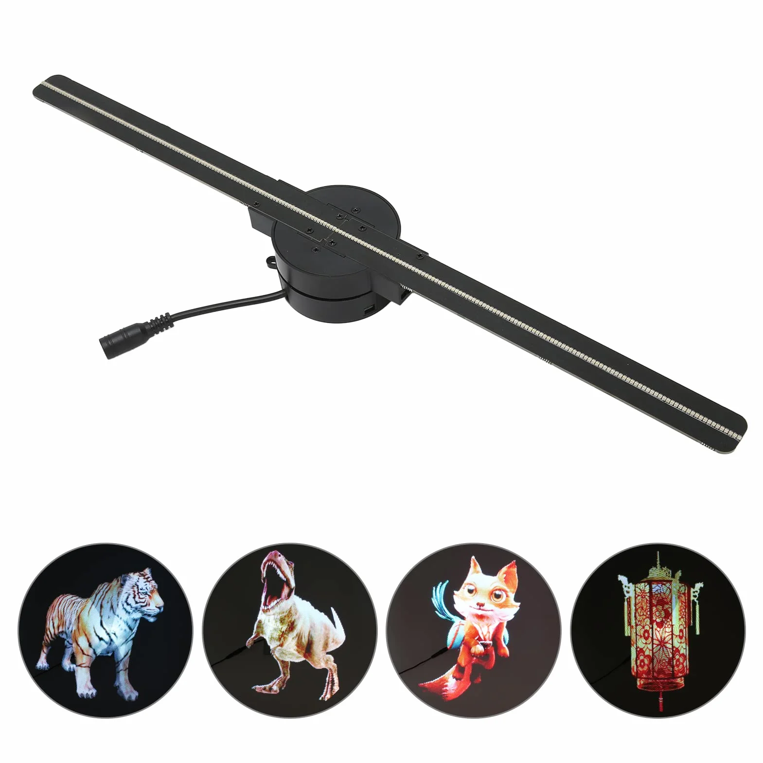 Hologramowy wentylator 3D, rozdzielczość 2000 x 224, holograficzny wentylator WiFi, projektor hologramowy, regulowany kąt świecenia z 224 diodami LED, do 10 barów sklepowych (wtyczka EU