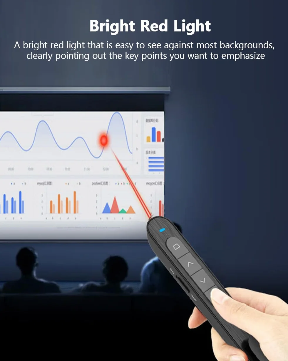 Wireless Presenter Remote Clicker Laser Pointer RF 2.4GHz USB Slide Advancer