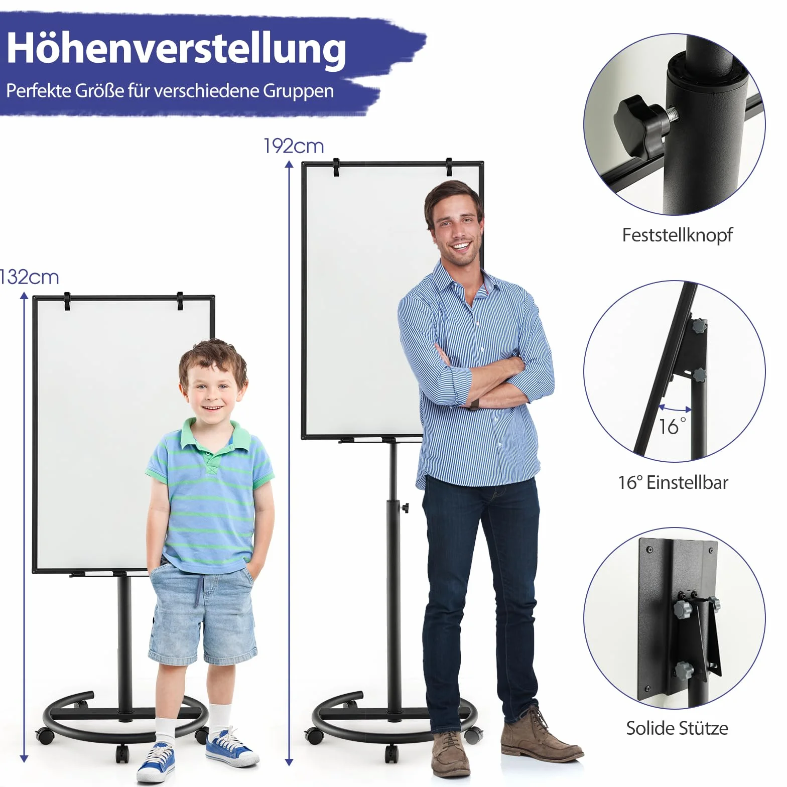 GOPLUS Stojak na flipchart 100 x 65 cm mobilna tablica suchościeralna regulowana wysokość