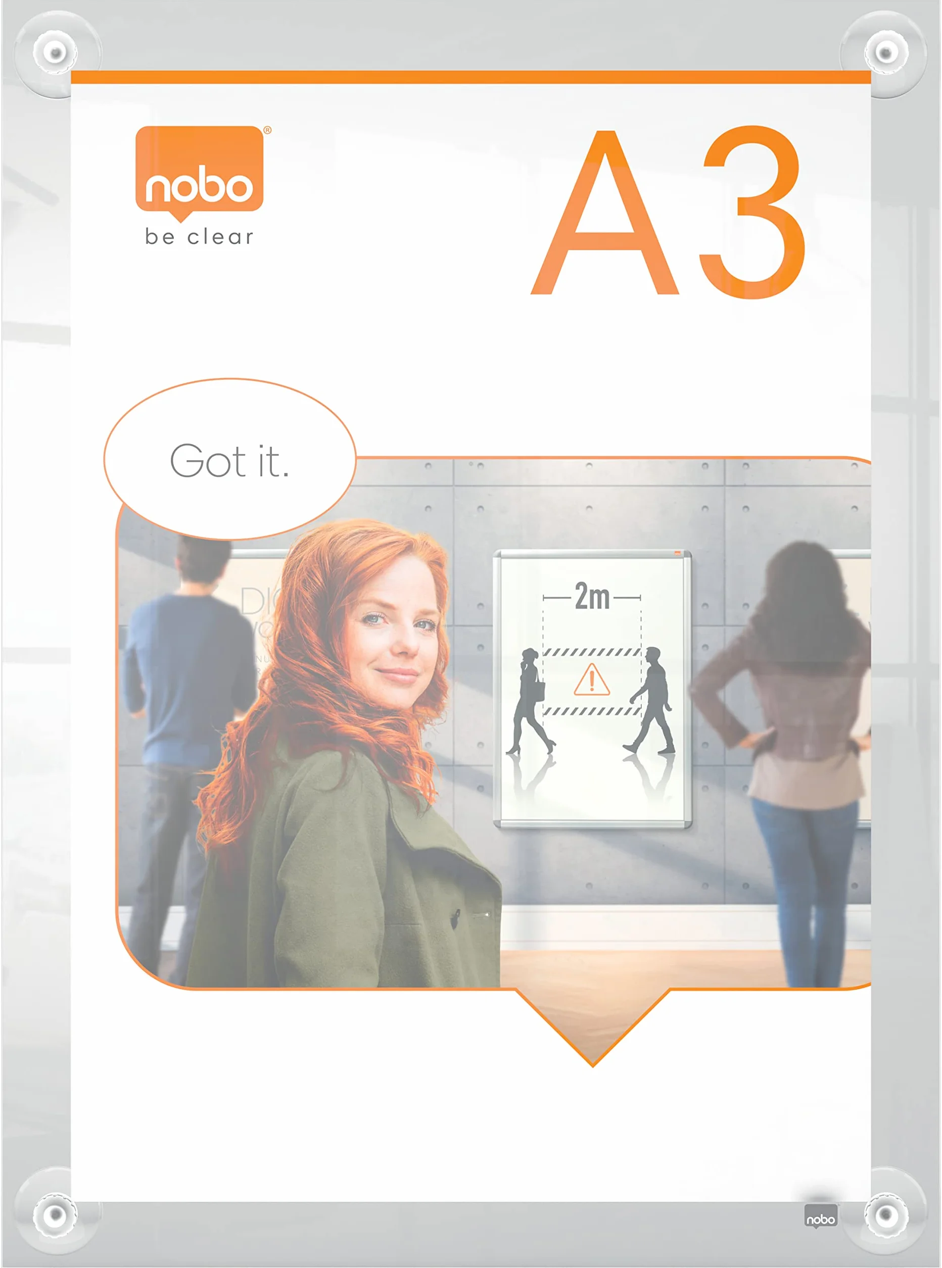 Nobo Akrylowa Rama Naścienna na Plakaty Premium Plus A3 Przezroczysta Mocowanie na Przyssawki