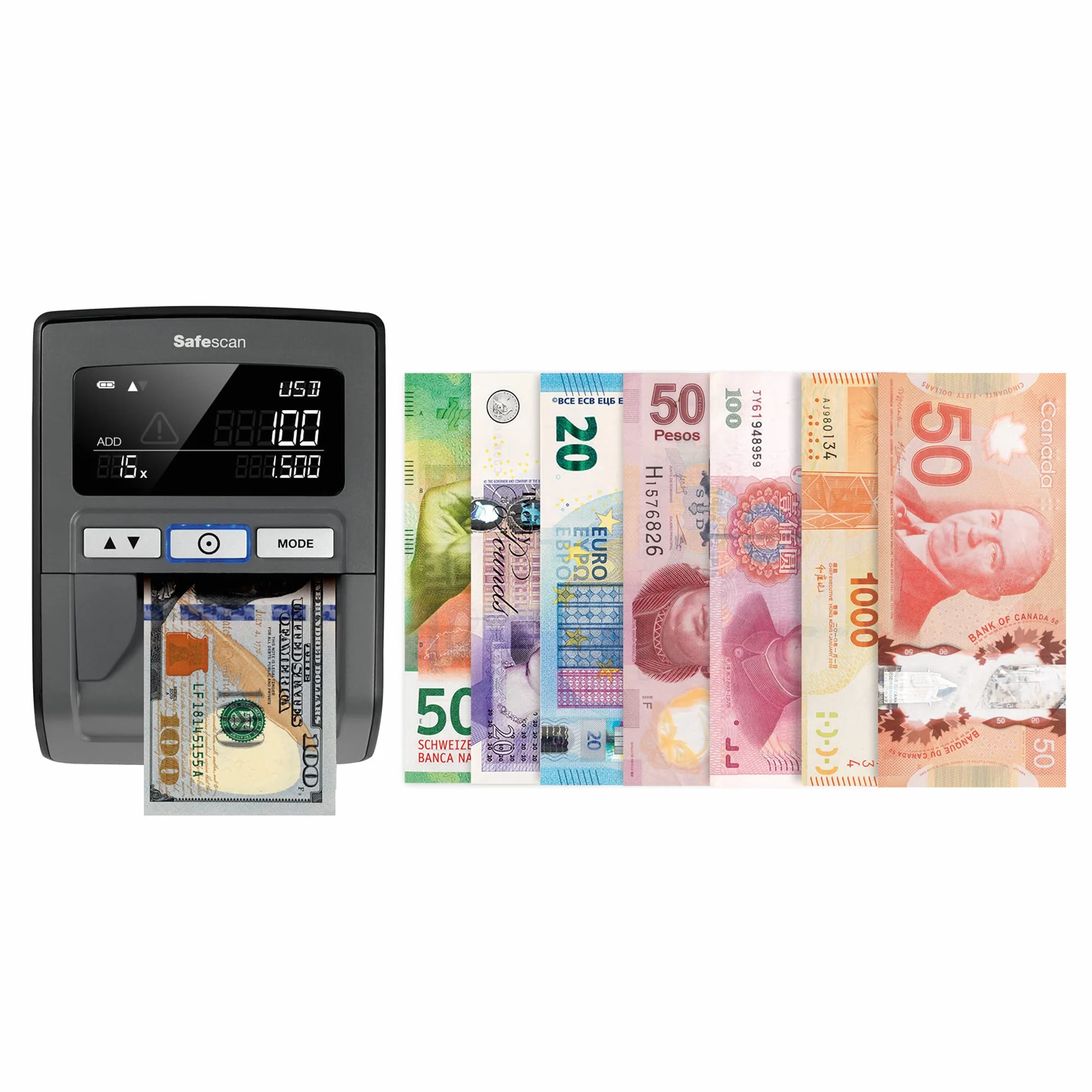 Safescan 185-S - Automatyczny wykrywacz fałszerstw z 7-punktowym wykrywaniem fałszerstw do weryfikacji polskich banknotów - Przeznaczony do wszystkich polskich banknotów