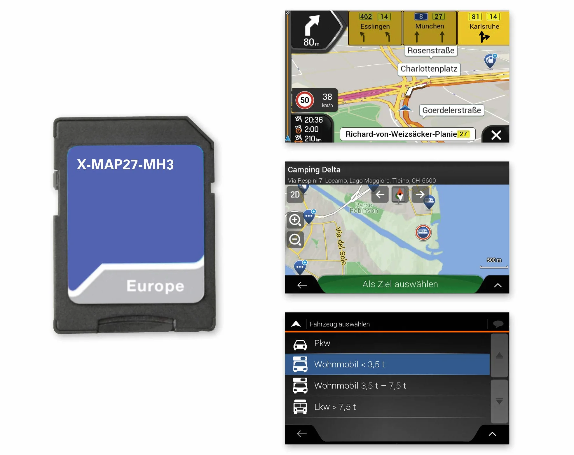 Karta micro SD z nawigacją X-MAP27-MH3 do XZENT X-427 i X-F270, mapy Europy, 3 lata aktualizacji