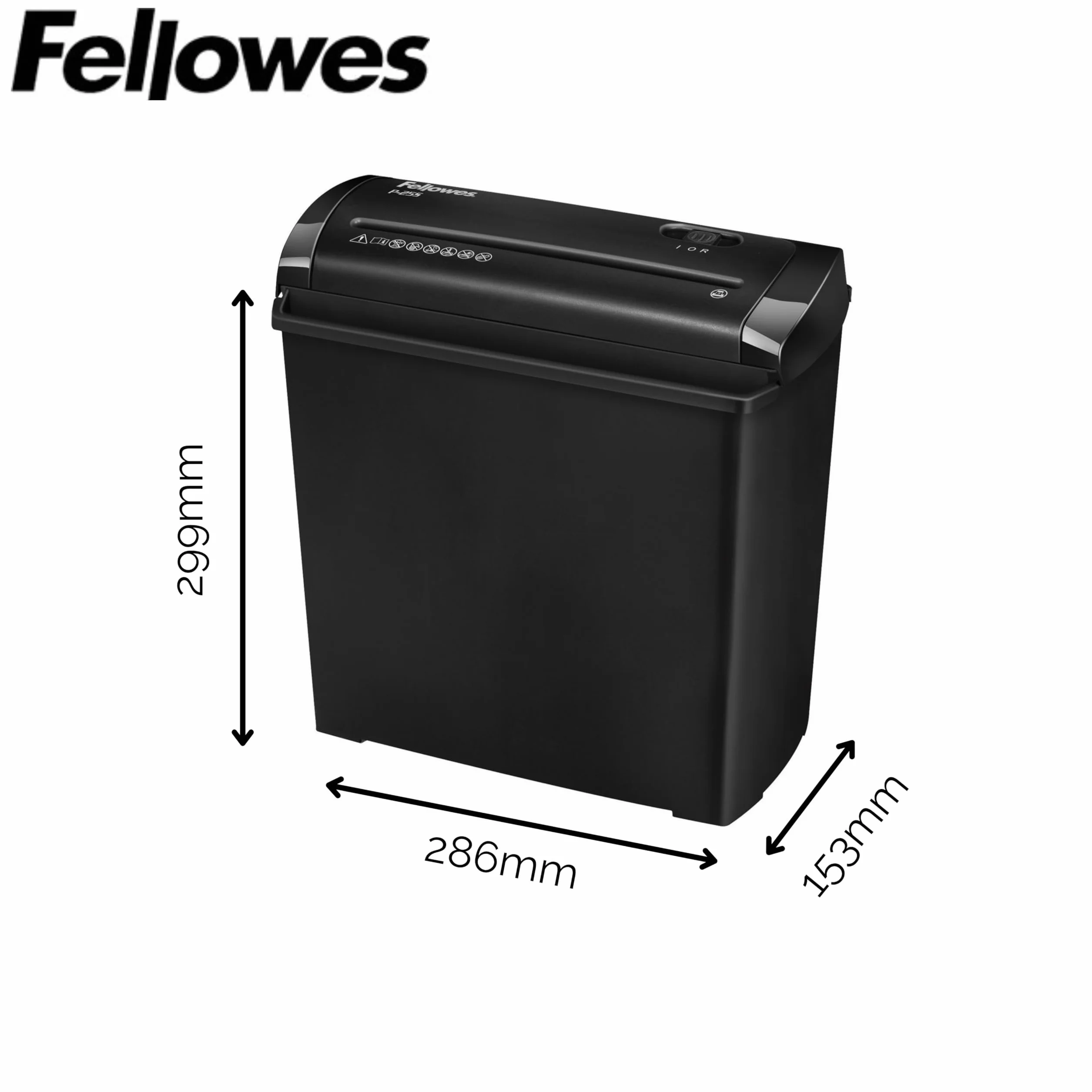 Fellowes Powershred P-25S, 5 arkuszy, cięcie w paski, 7 mm, niszczarka papieru do domu, Powershred P-25S, niszczarka z koszem 11 l, niszczarka dokumentów do standardowej ochrony danych, okazjonalne