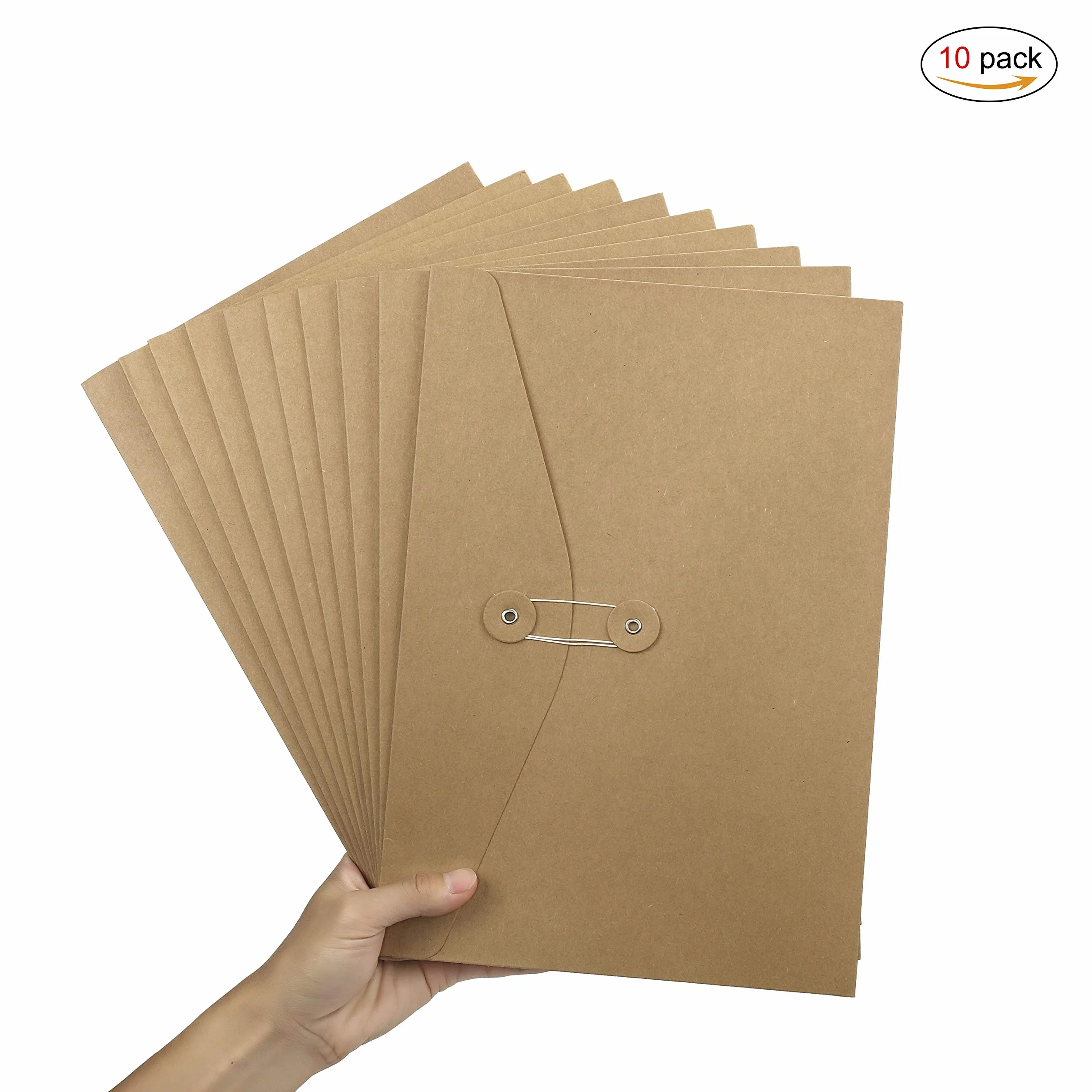 Koperty z papieru kraftowego, teczki na dokumenty w formacie A4, portfel papierowy, zapięcie na sznurek i guziki, 10 szt. kieszeni projektowych, organizer, torba do biura, szkoły, brązowe